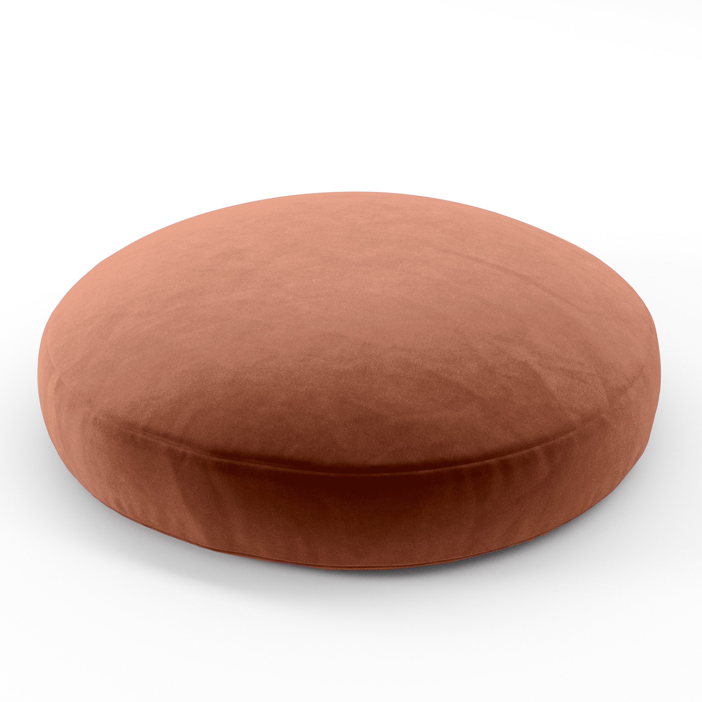 Halo Cushion round cushion upholstered in Plush EasyClean Velvet in Apricot, size 60cm x 8.75cm.
