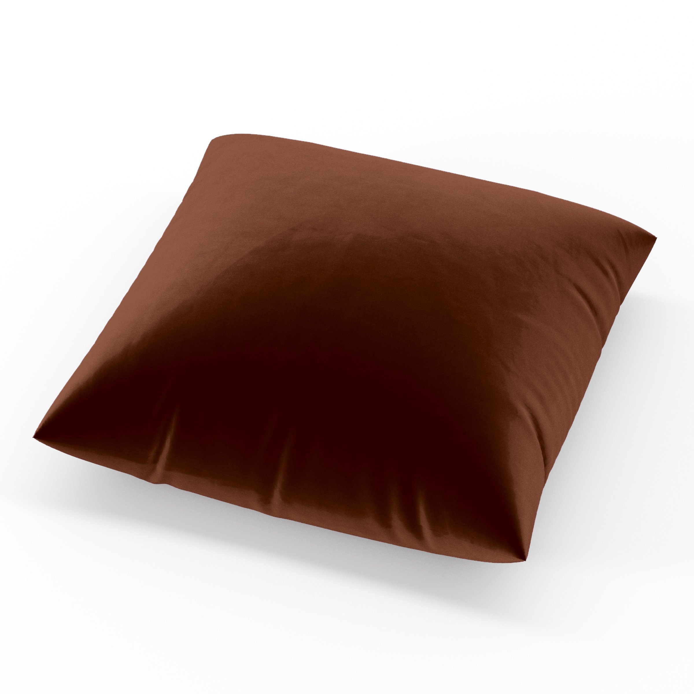 Block Cushion square cushion upholstered in Plush EasyClean Velvet in Maple, size 60cm x 60cm.