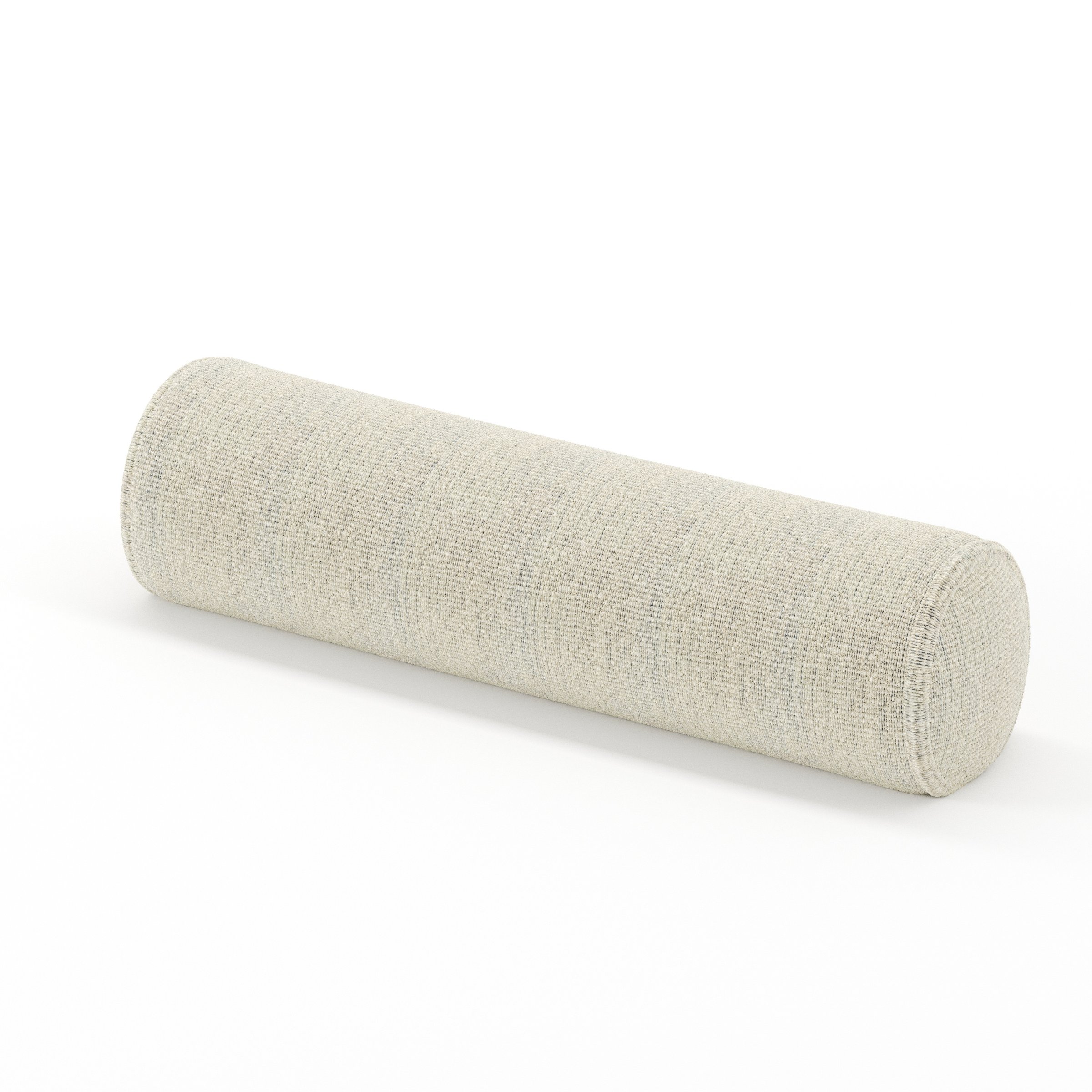 Ledger cushion in Orsay Boucle Cream and Marine, cylindrical bolster cushion in textured boucle with cream and deep blue tones, size 14cm x 56cm