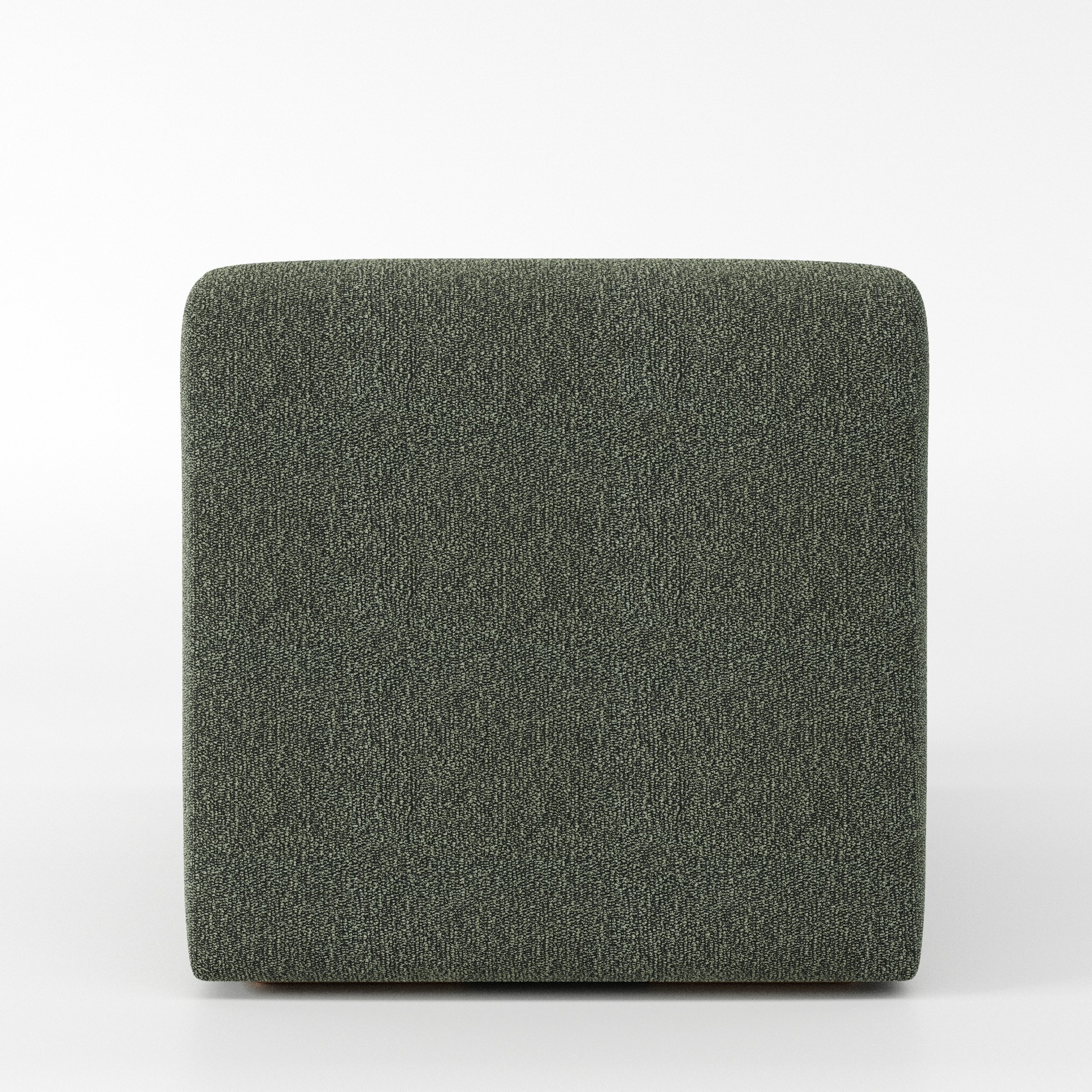 Drumquin modular sofa single unit in Kilda Bouclé Moss shown from the back with a smooth, softly curved silhouette.