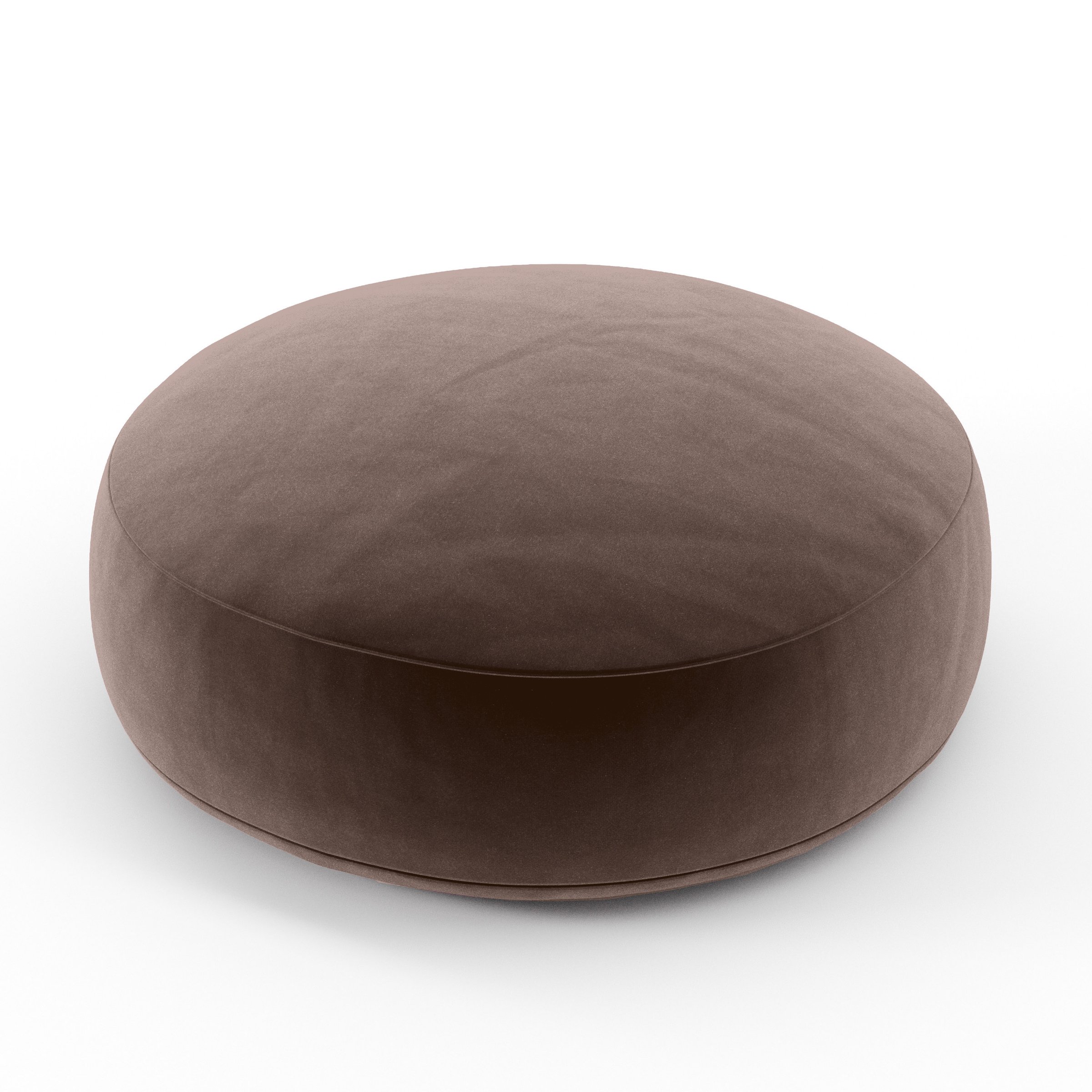 Halo Cushion round cushion upholstered in Plush EasyClean Velvet in Mole, size 40cm x 8.75cm.