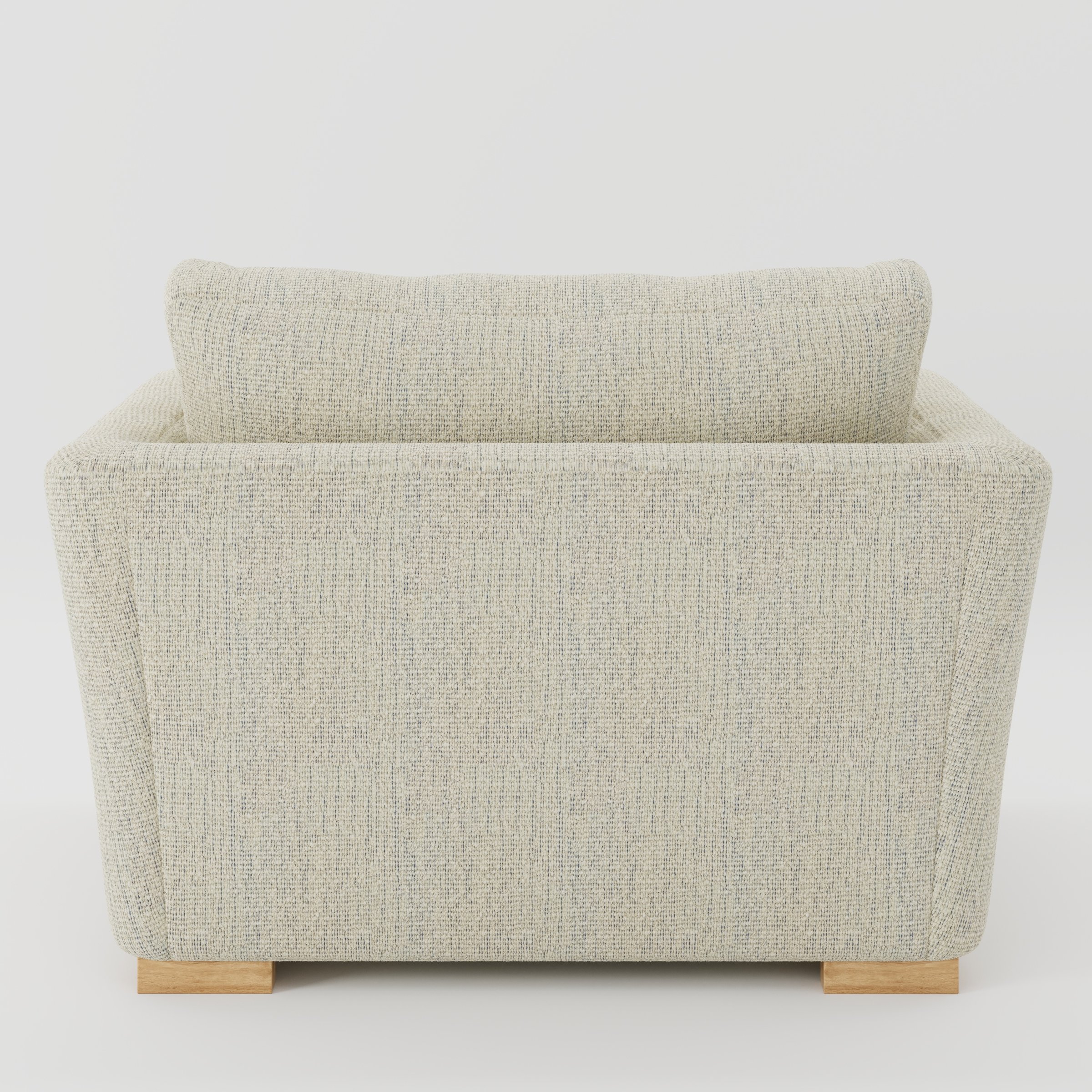 Stowe armchair in Orsay Boucle Cream and Marine shown from the rear highlighting backrest shape and upholstery finish.