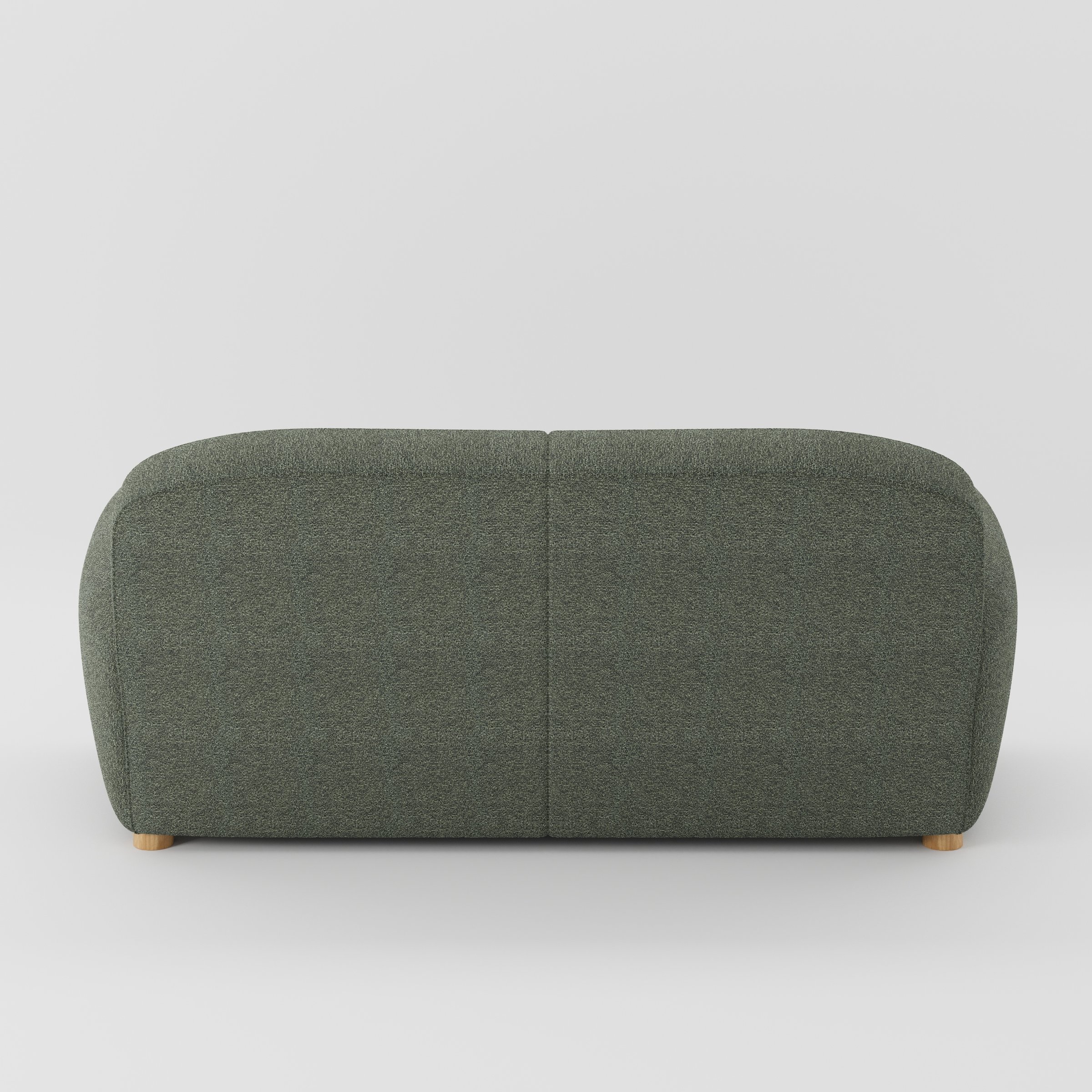 Fergus sofa in Kilda Boucle Moss shown from the rear highlighting back cushions and upholstery finish.