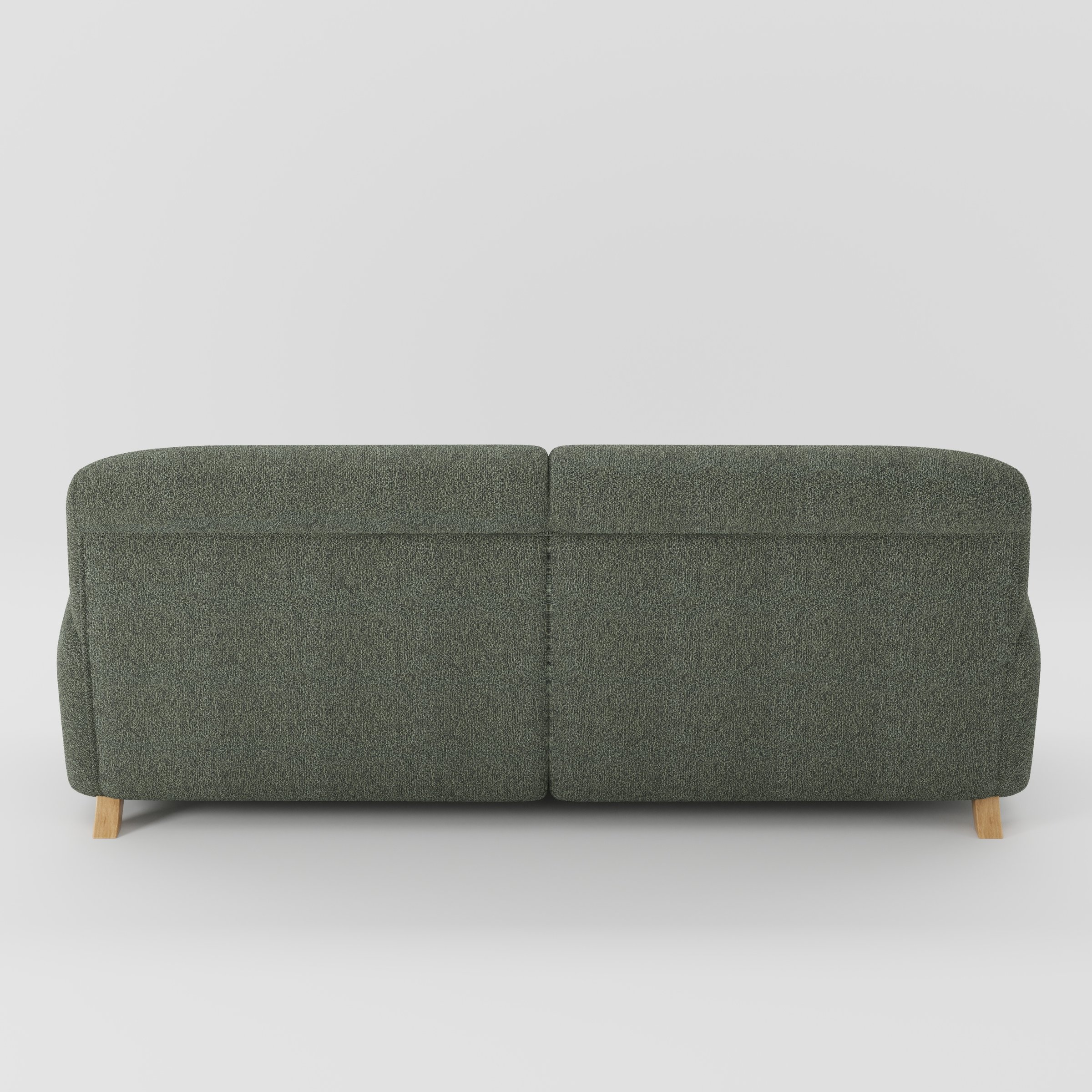 Rye sofa in Kilda Boucle Moss shown from the rear highlighting back cushions and upholstery finish.