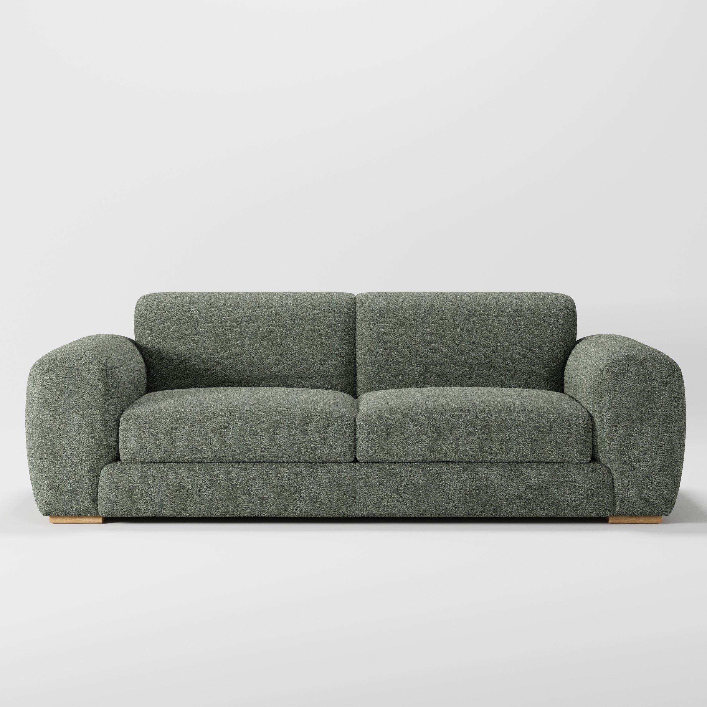 Darwell sofa in Kilda Boucle Moss shown front-on against a neutral studio backdrop.