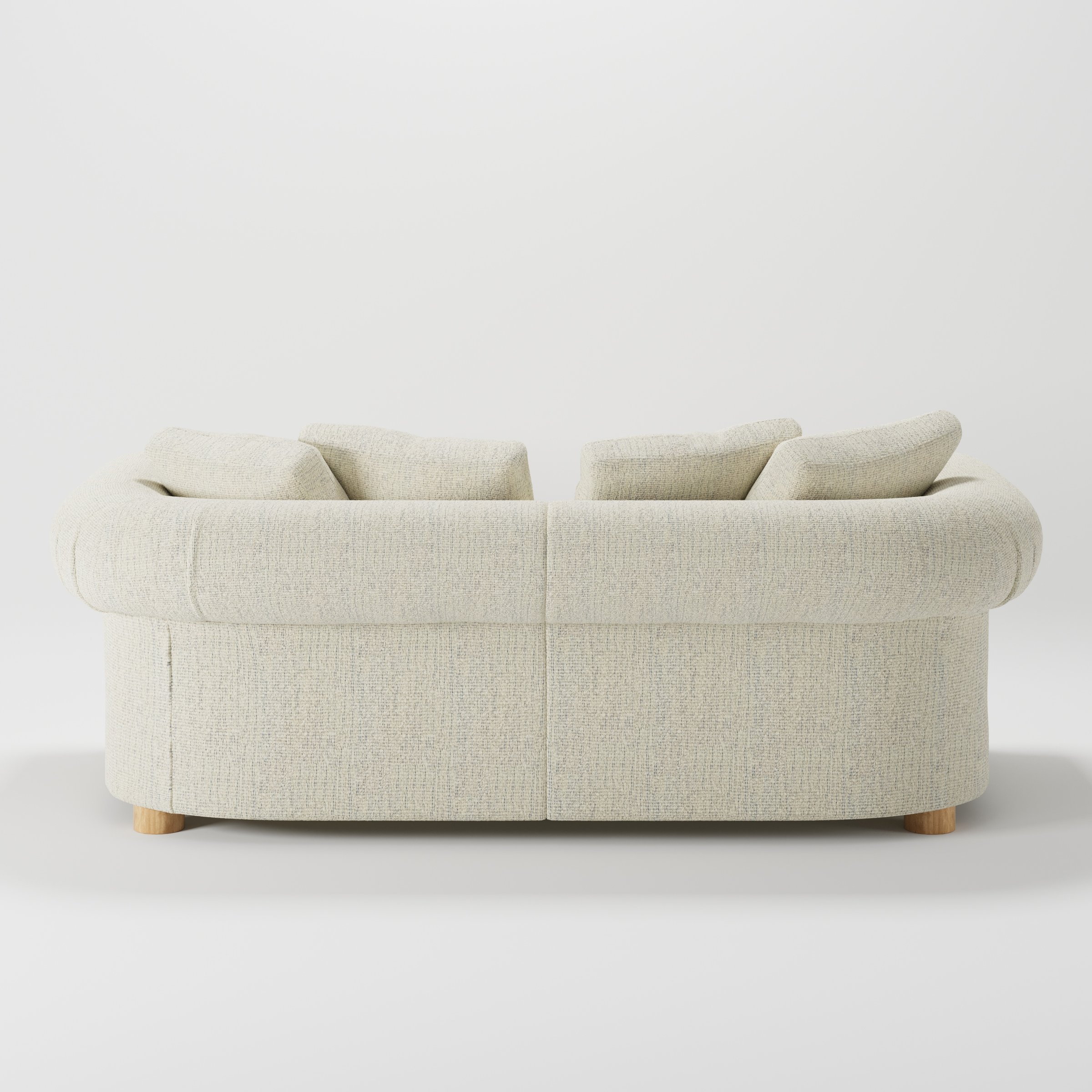 Windermere sofa in Orsay Boucle Cream and Marine shown from the rear highlighting back cushions and upholstery finish.