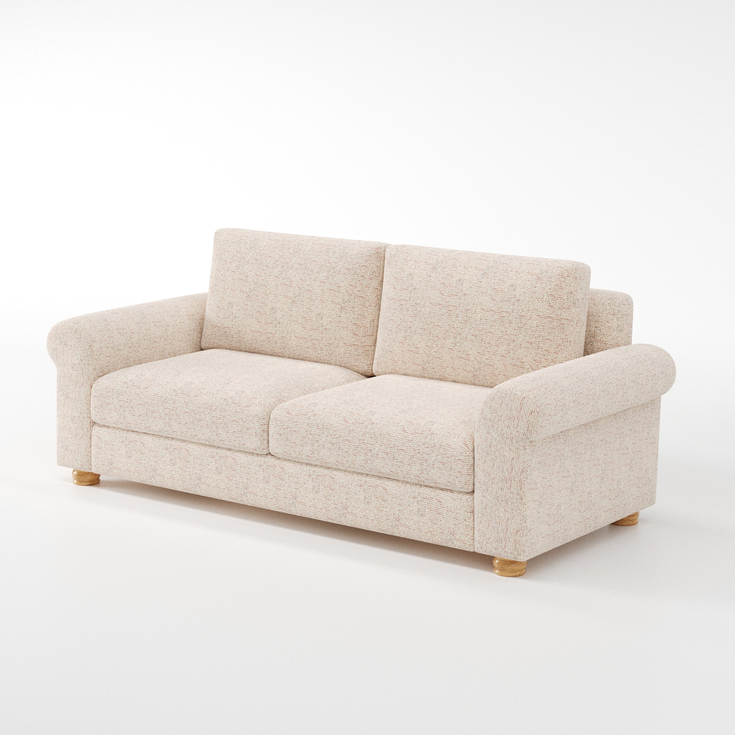 Anna Lee sofa in Orsay Boucle Cream and Copper shown at a diagonal angle highlighting arm profile and seat depth.