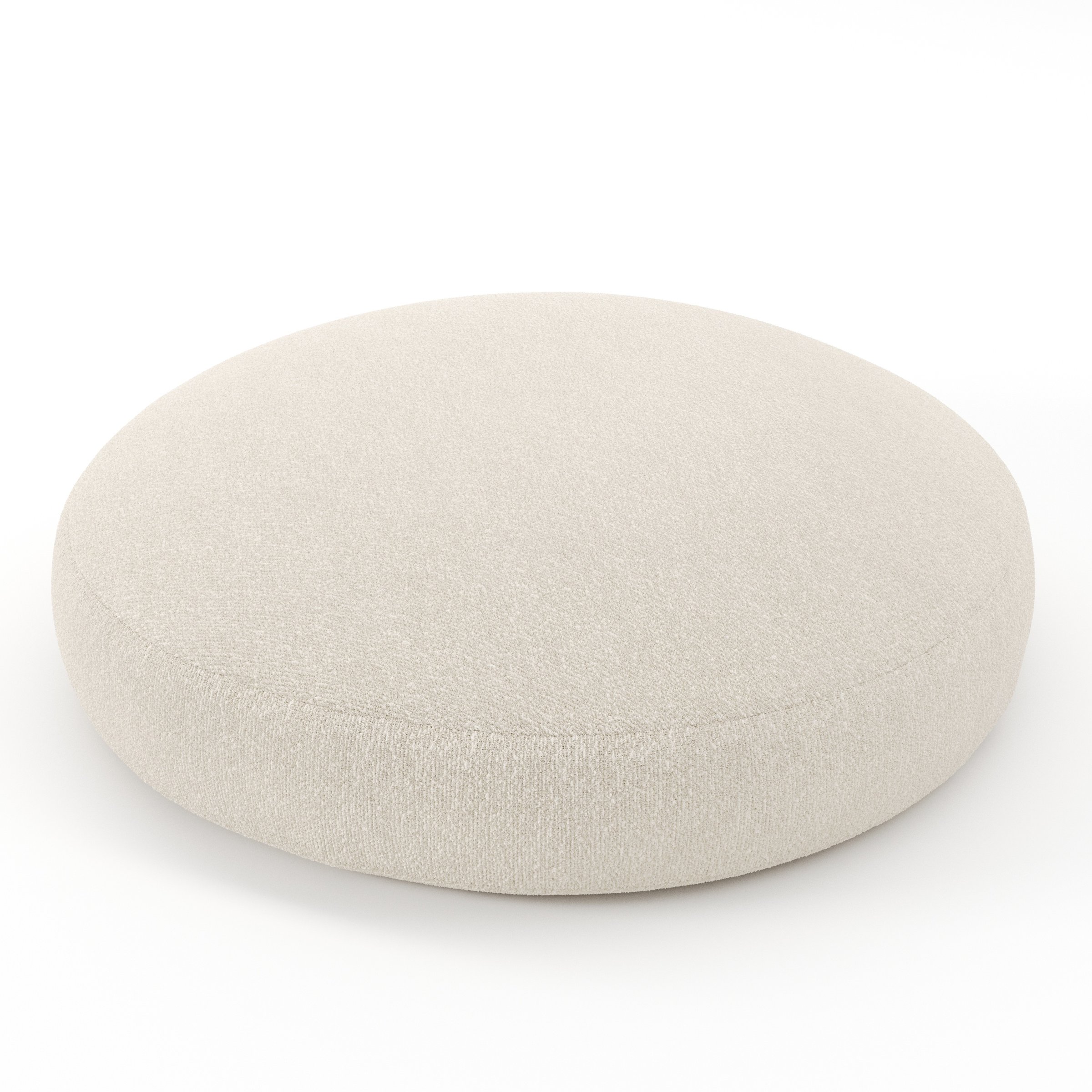 Halo cushion in Kilda Boucle Cream, round simple cushion in soft cream boucle with gentle texture, size 60cm x 8.75cm