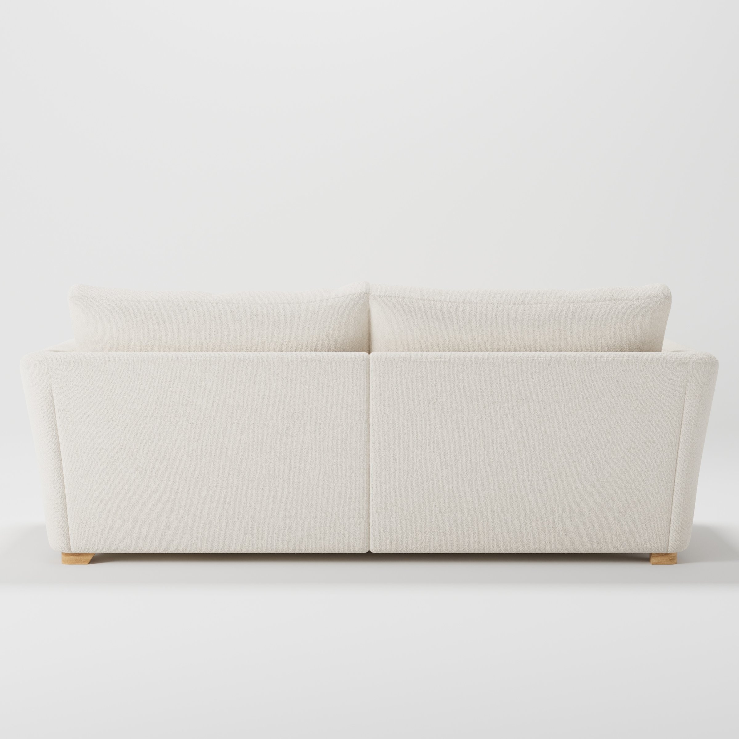 Stowe sofa in Kilda Boucle Cream shown from the rear highlighting back cushions and upholstery finish.