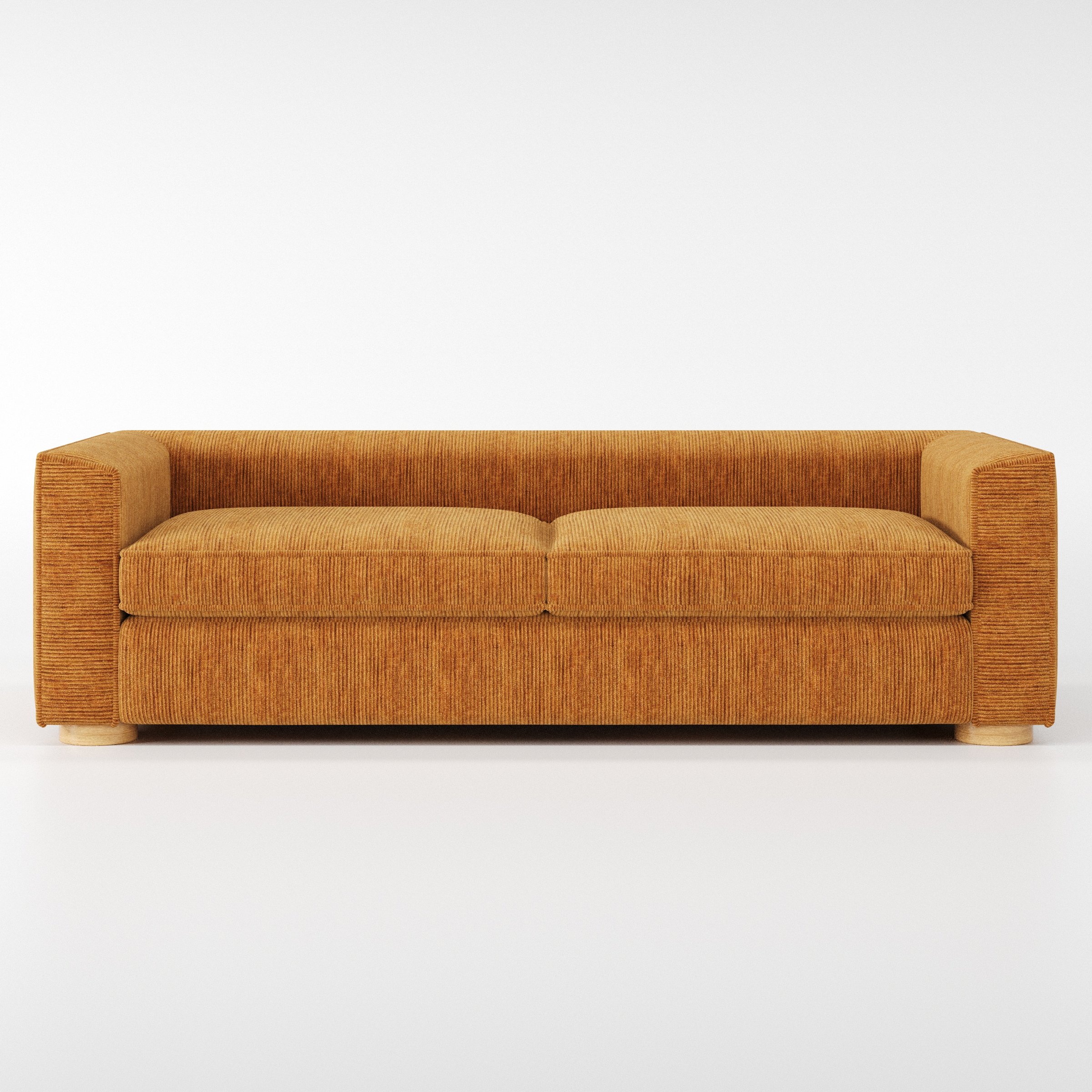 Feale sofa in Caldey Velvet Corduroy Tobacco shown front-on against a neutral studio backdrop.