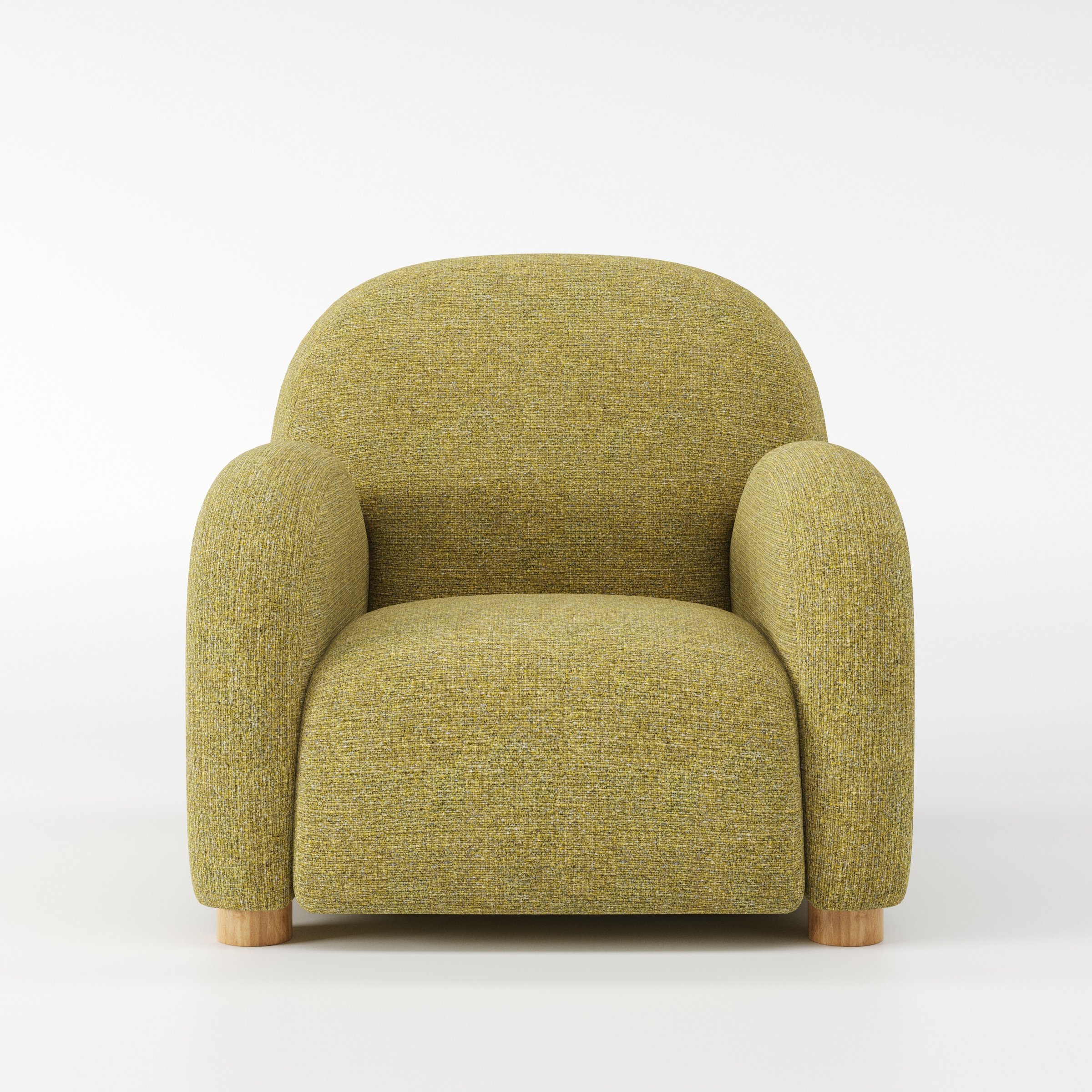 Awe armchair in Heyling Tweed Sencha shown front-on against a neutral studio backdrop.