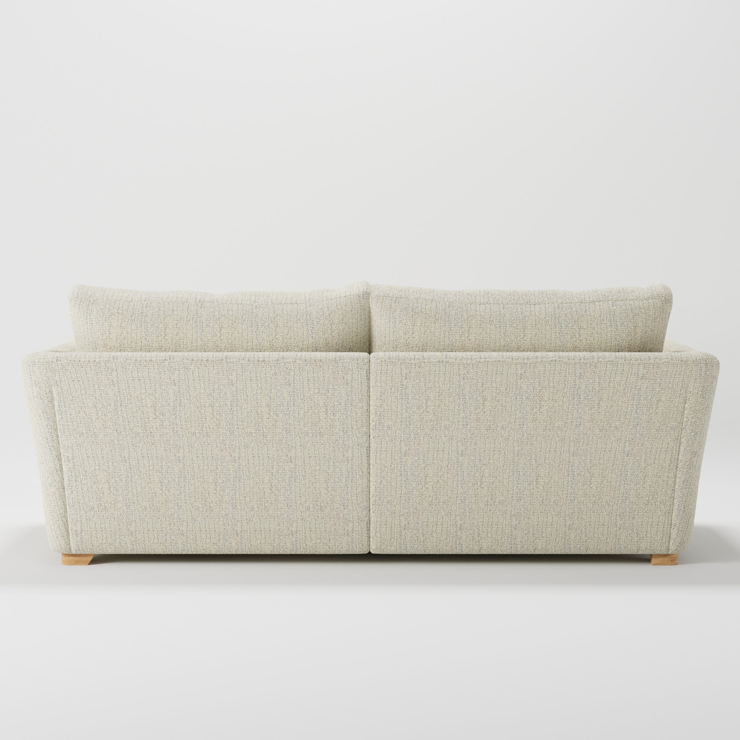 Stowe sofa in Orsay Boucle Cream and Marine shown from the rear highlighting back cushions and upholstery finish.