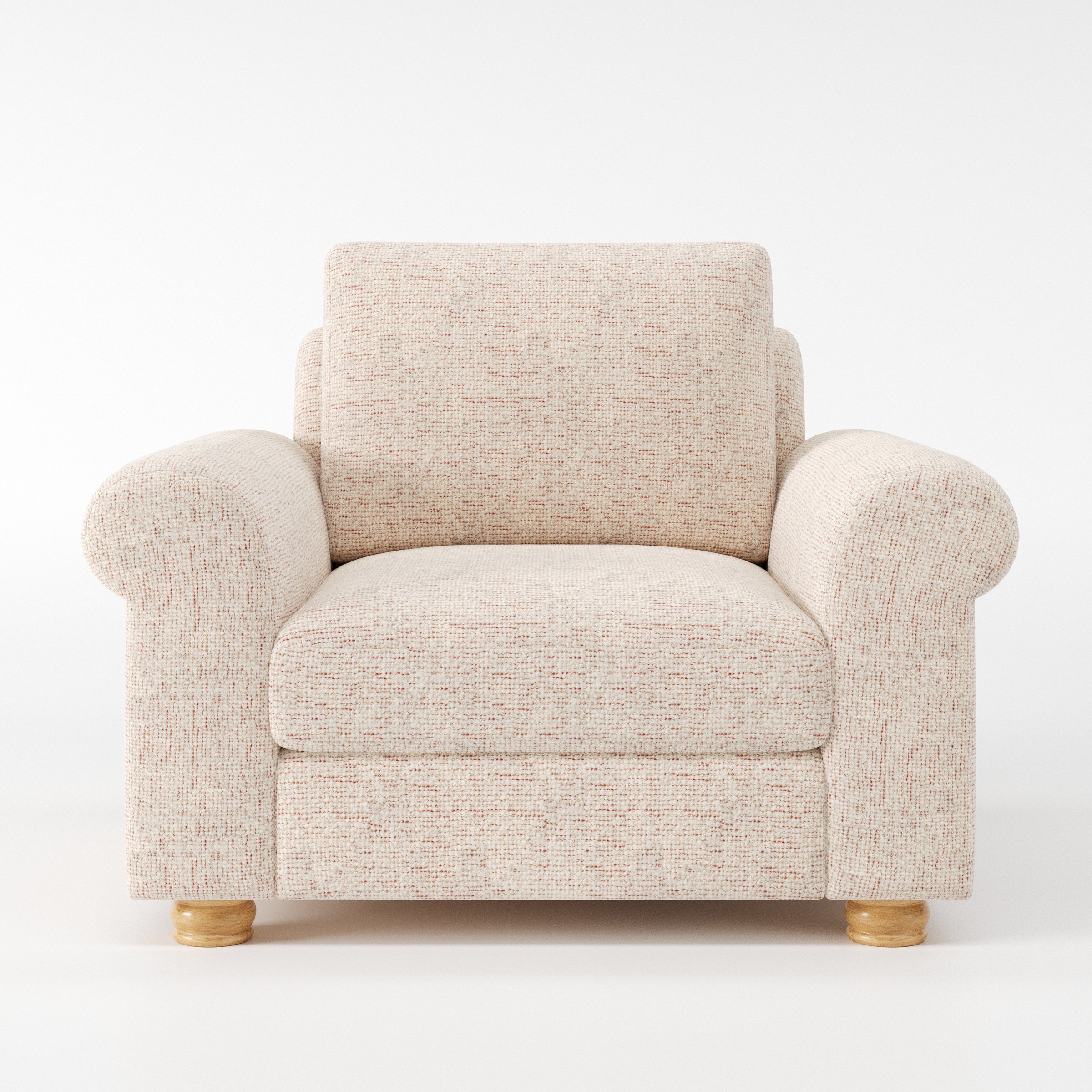 Anna Lee armchair in Orsay Boucle Cream and Copper shown front-on against a neutral studio backdrop.