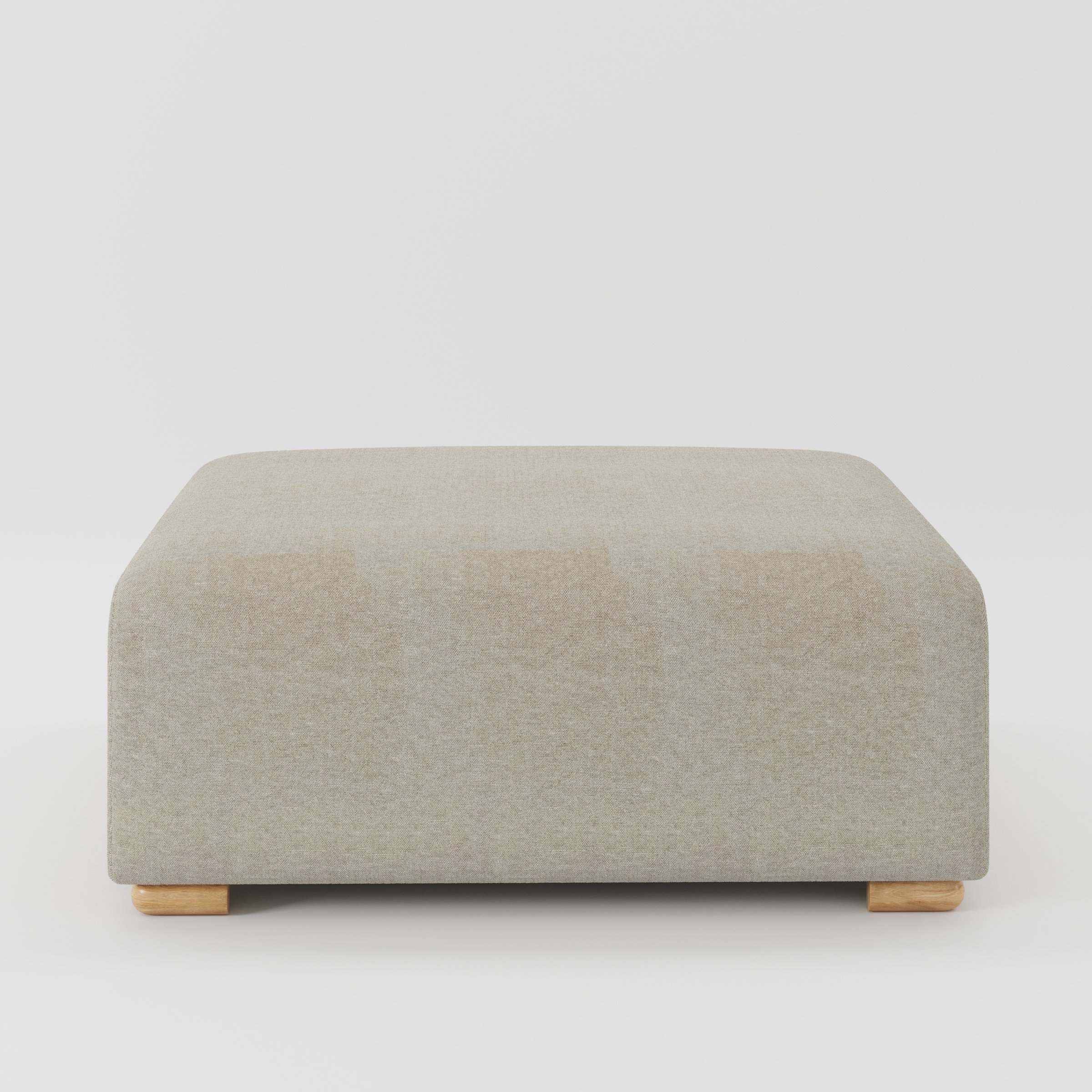 Tay footstool in Alderney Linen Oatmeal shown front-on against a neutral studio backdrop.