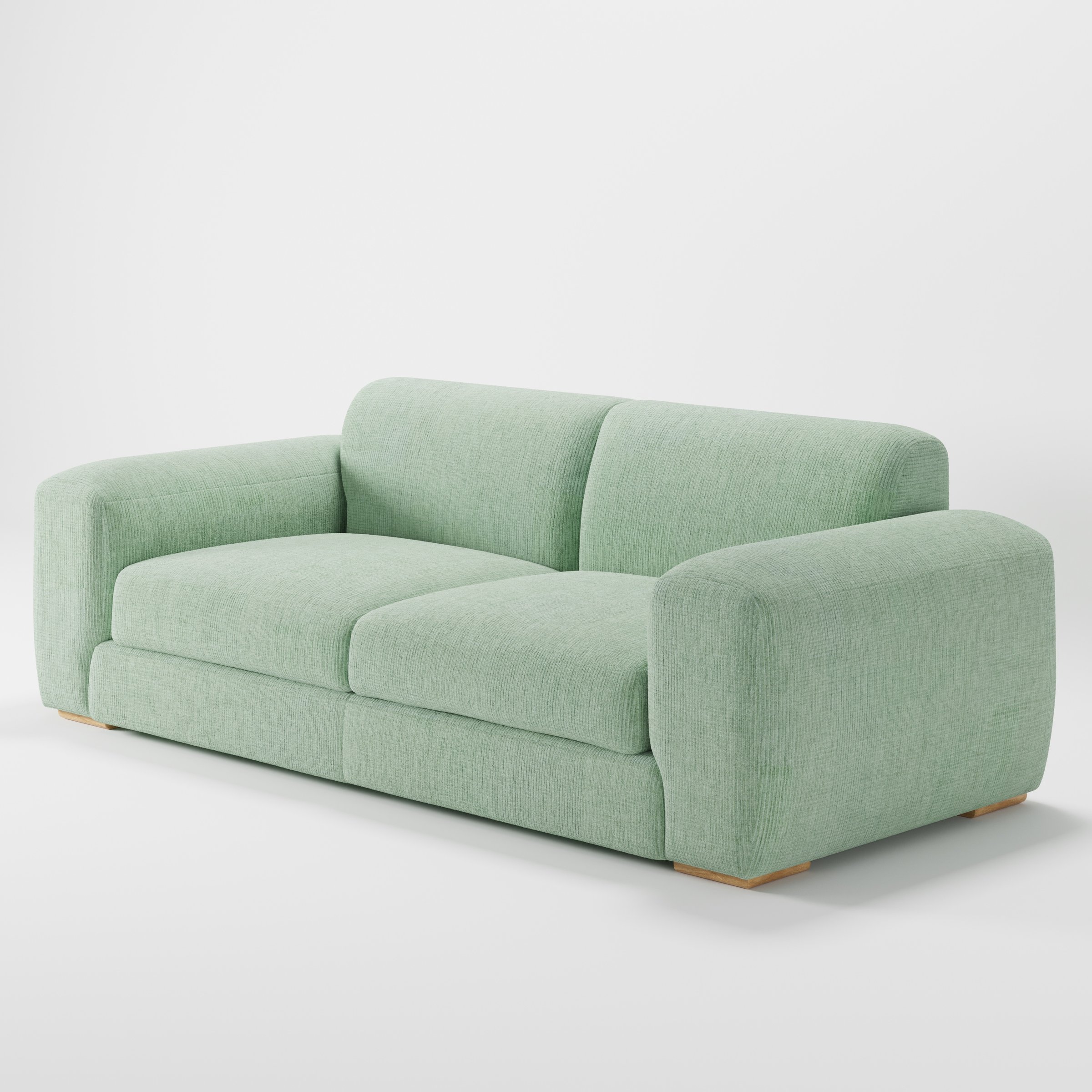 Darwell sofa in Caldey Velvet Corduroy Eucalyptus shown at a diagonal angle highlighting arm profile and seat depth.