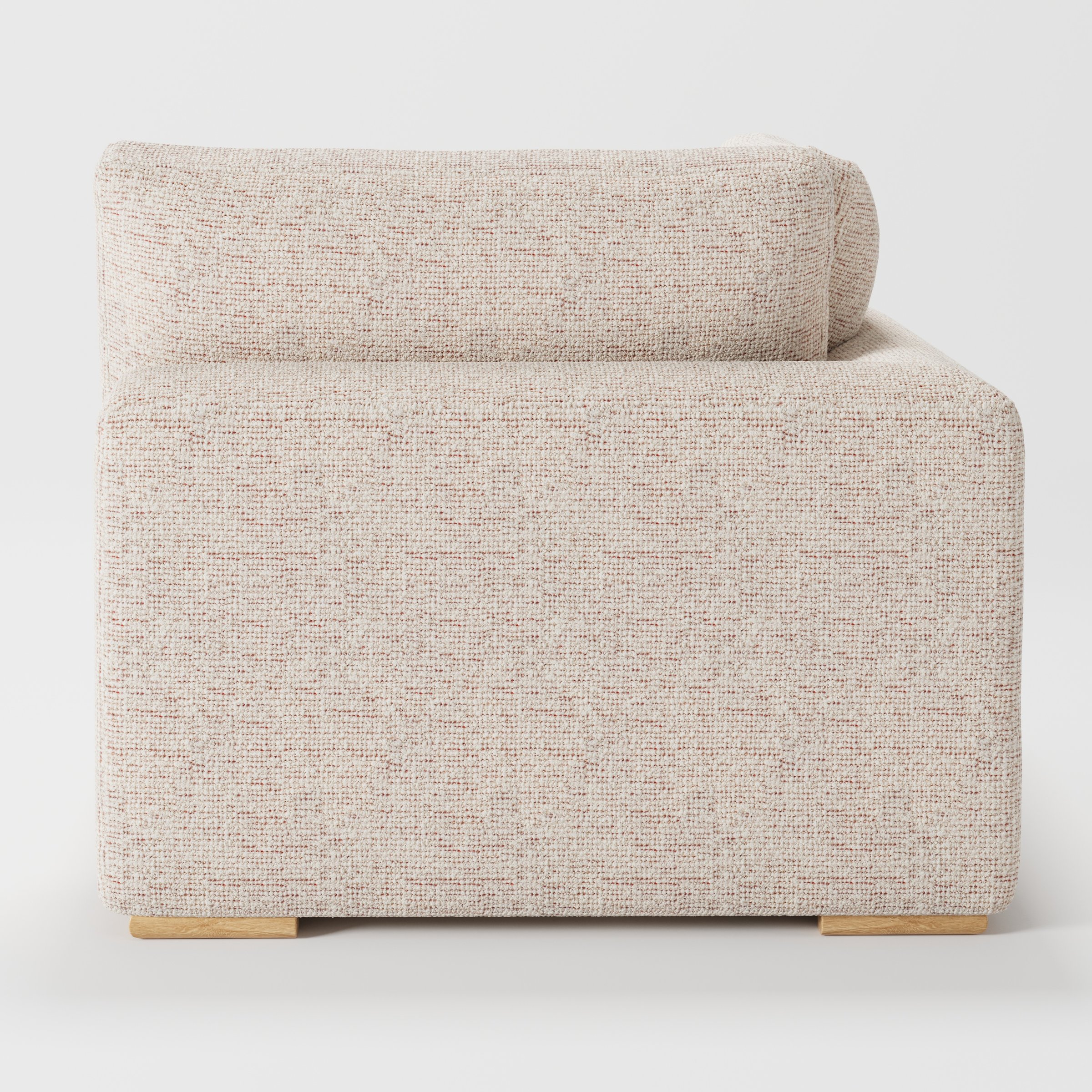 Olton corner unit in Orsay bouclé cream and copper fabric, back view showing full upholstery and textured finish