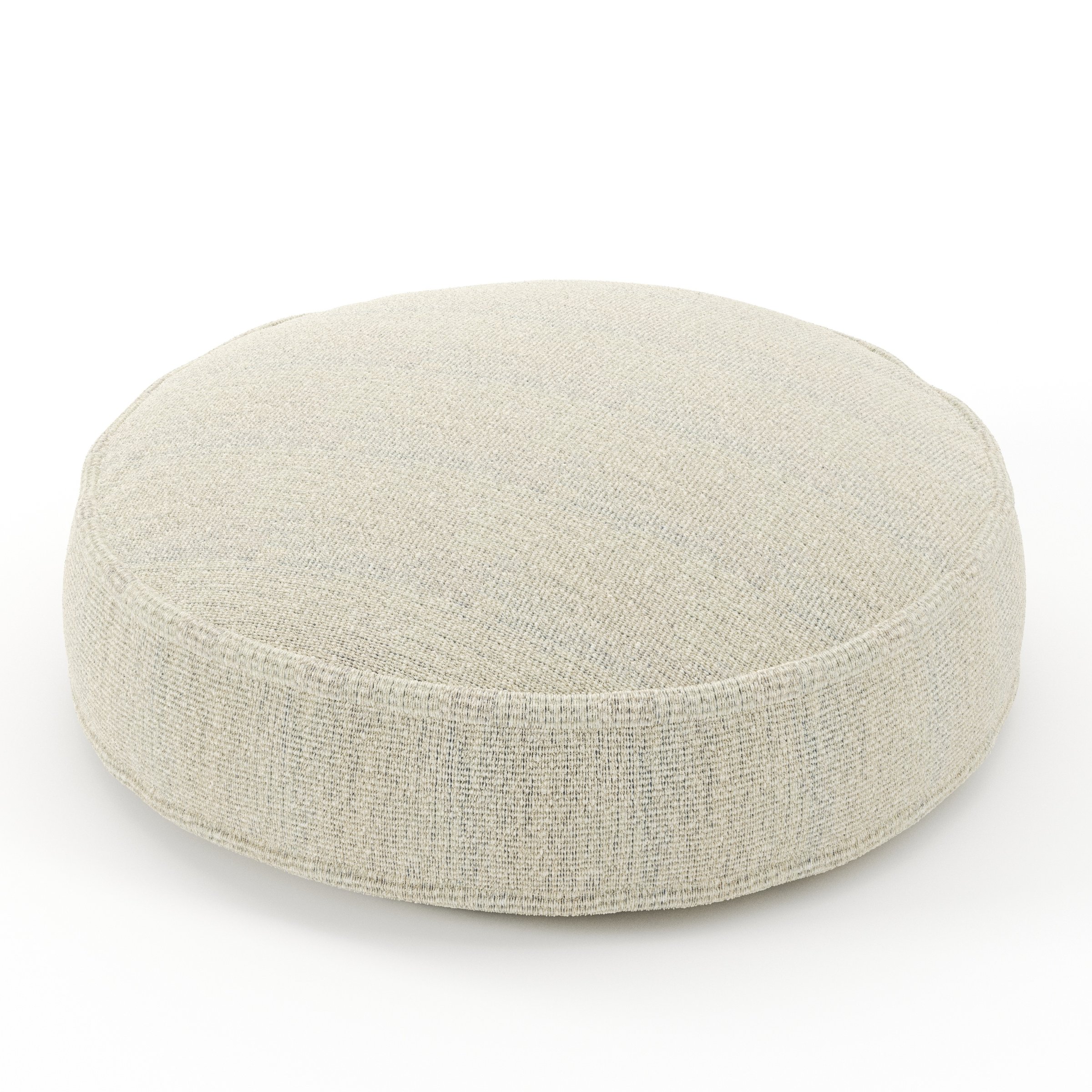 Orbit cushion in Orsay Boucle Cream and Marine, round simple cushion with border and piping in textured boucle with cream and deep blue tones, size 50cm x 8.75cm