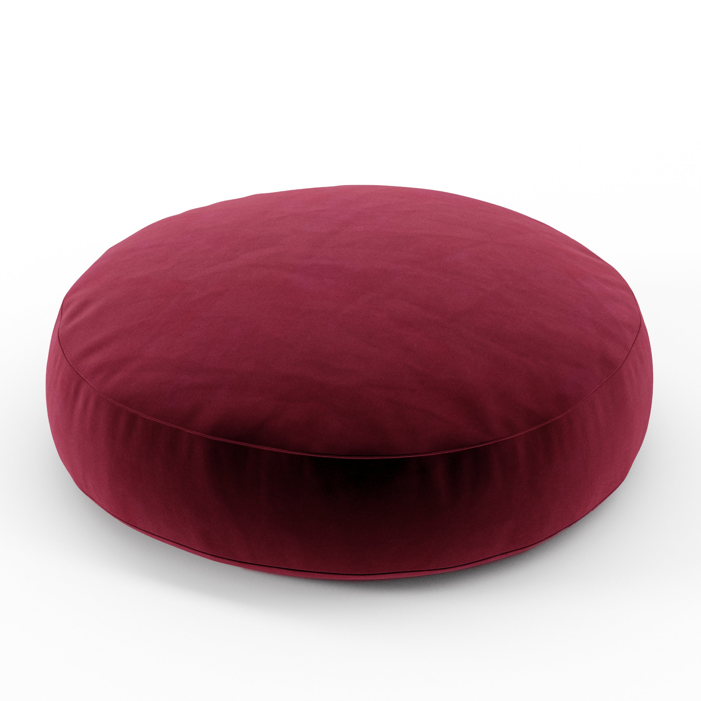 Halo cushion in Noss Velvet Plum, round simple cushion in burgundy fabric, size 50cm x 8.75cm