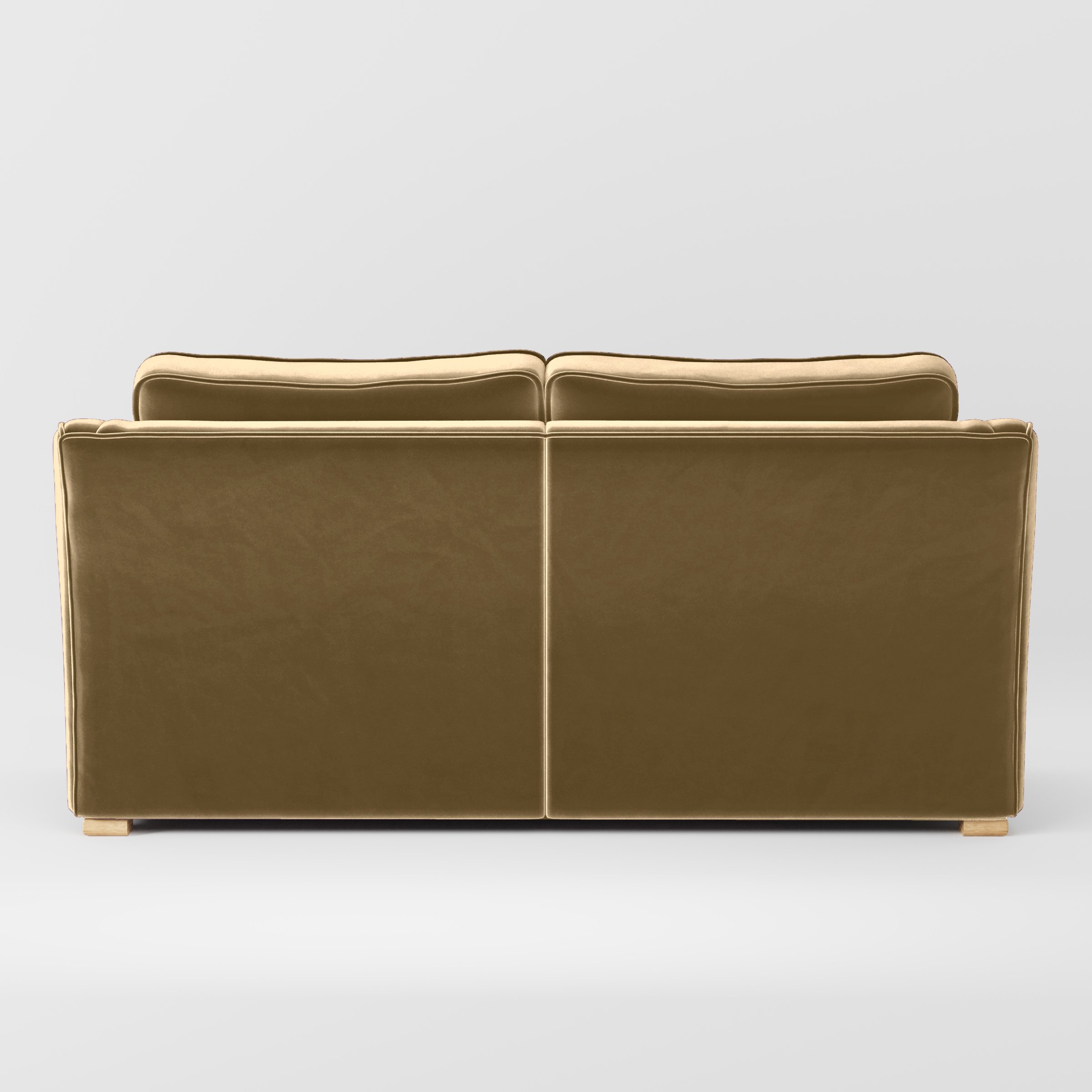 Rear view of the Cashel sofa upholstered in Plush EasyClean Velvet in Cafe.