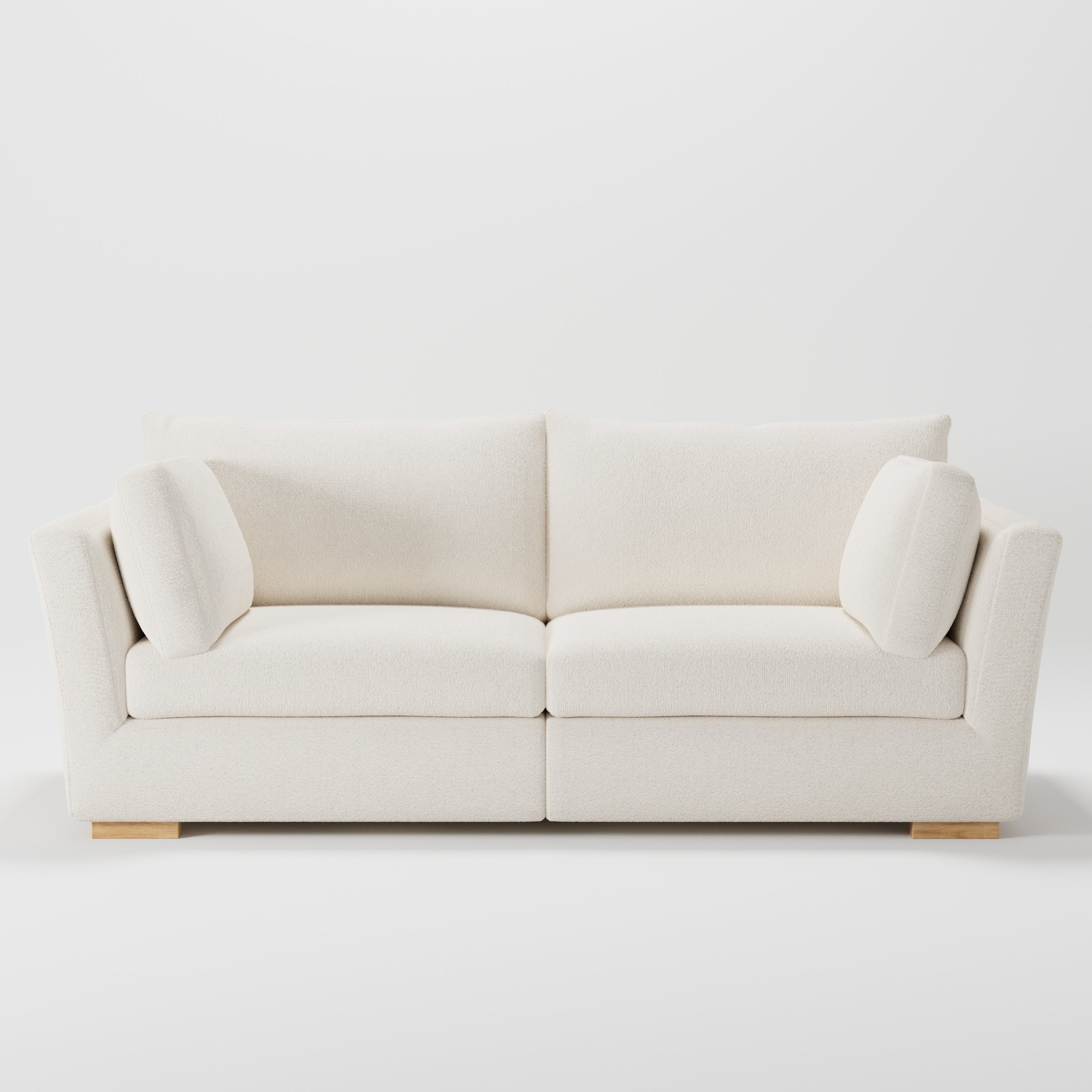 Stowe sofa in Kilda Boucle Cream shown front-on against a neutral studio backdrop.