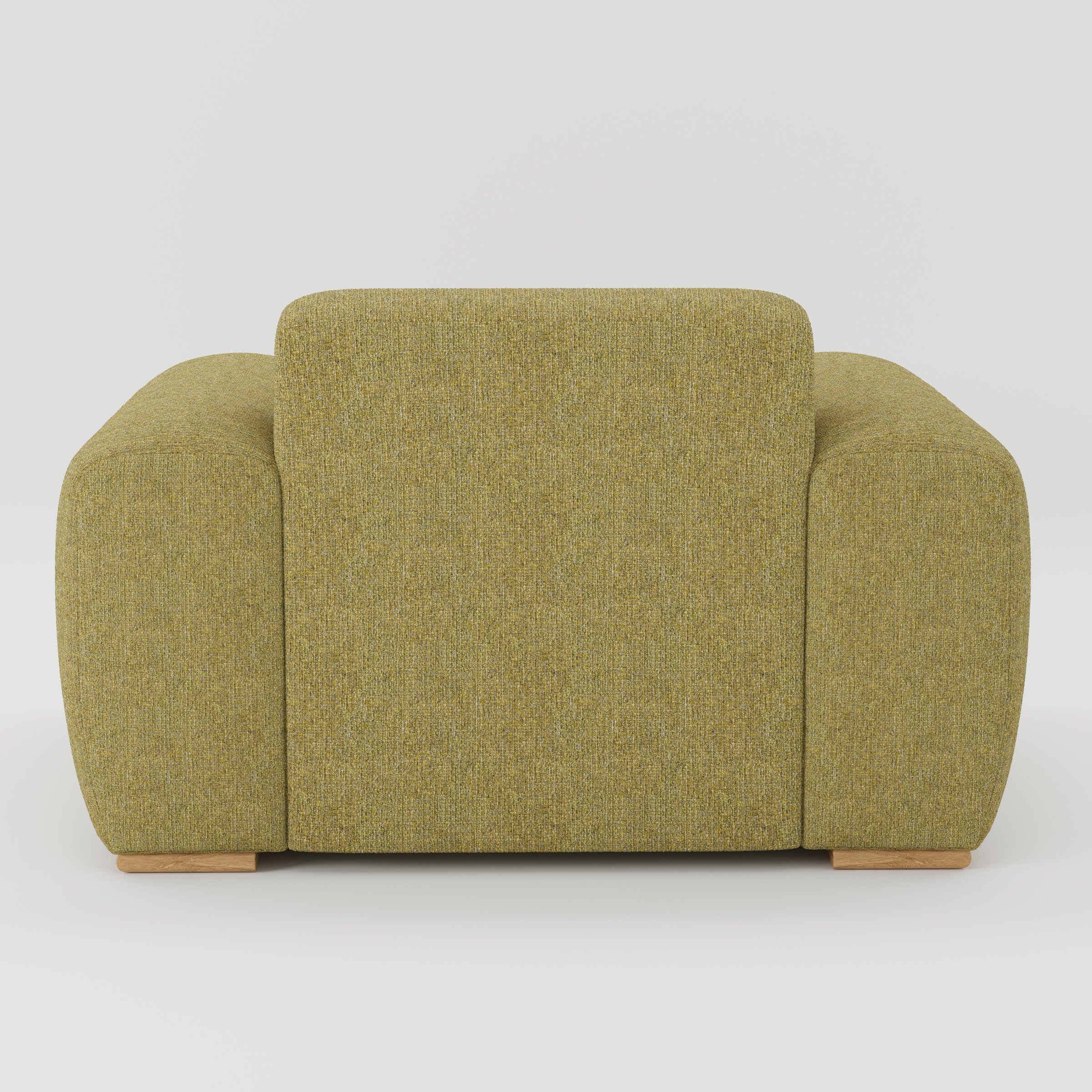 Darwell armchair in Heyling Tweed Sencha shown from the rear highlighting backrest shape and upholstery finish.