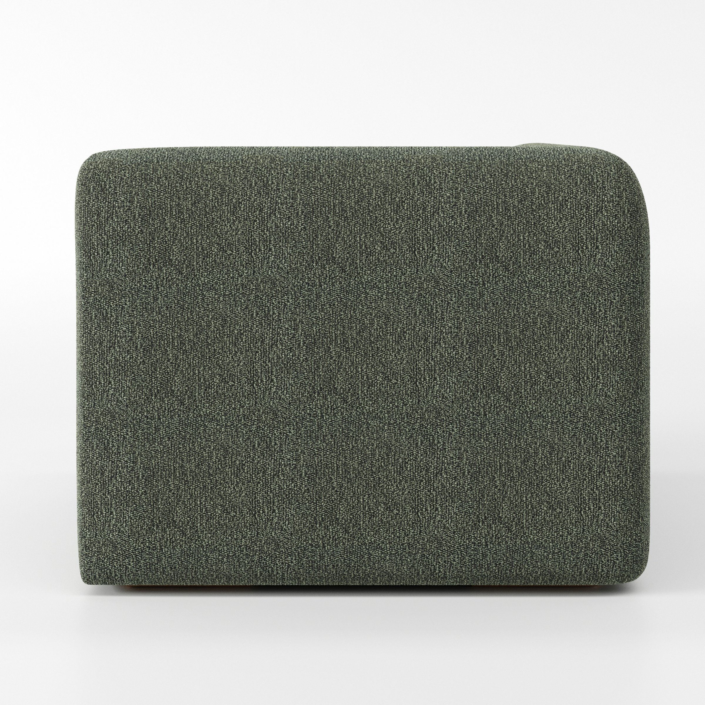 Drumquin modular sofa corner unit in Kilda Bouclé Moss shown from the rear highlighting its clean, fully upholstered back.