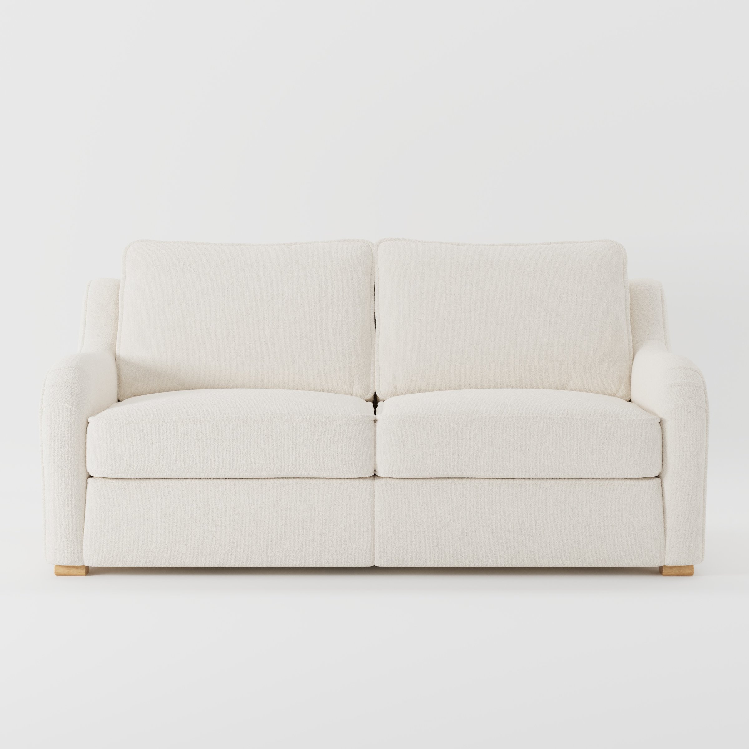 Cashel sofa in Kilda Boucle Cream shown front-on against a neutral studio backdrop.