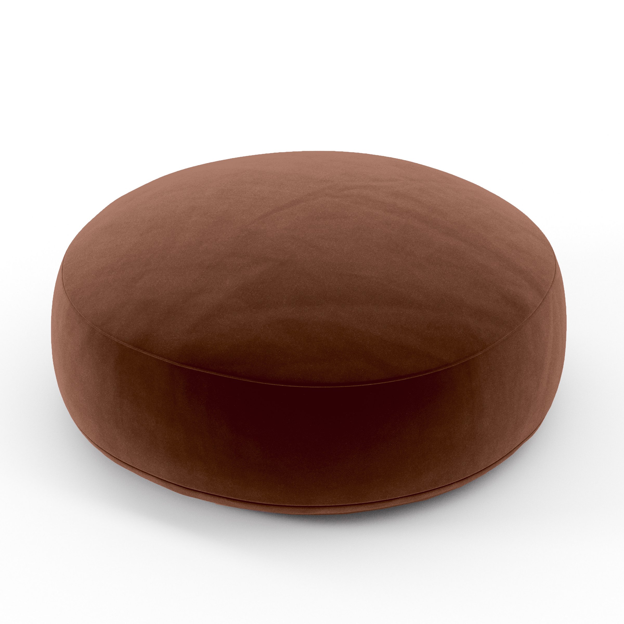Halo Cushion round cushion upholstered in Plush EasyClean Velvet in Maple, size 40cm x 8.75cm.