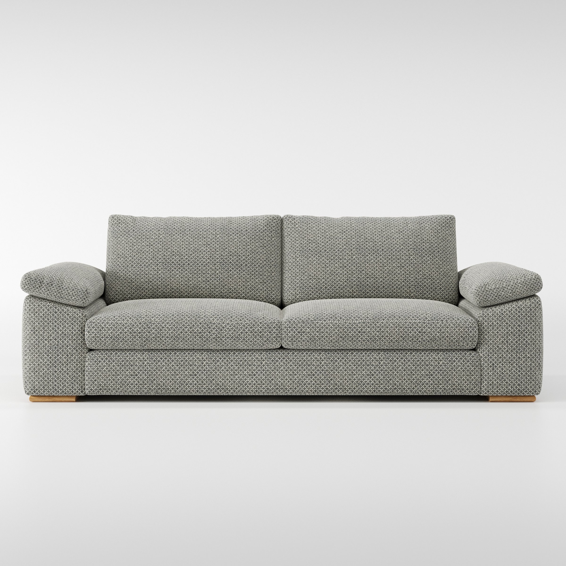 Moy sofa in Rousay Wool Blend Tar and Chalk shown front-on against a neutral studio backdrop.