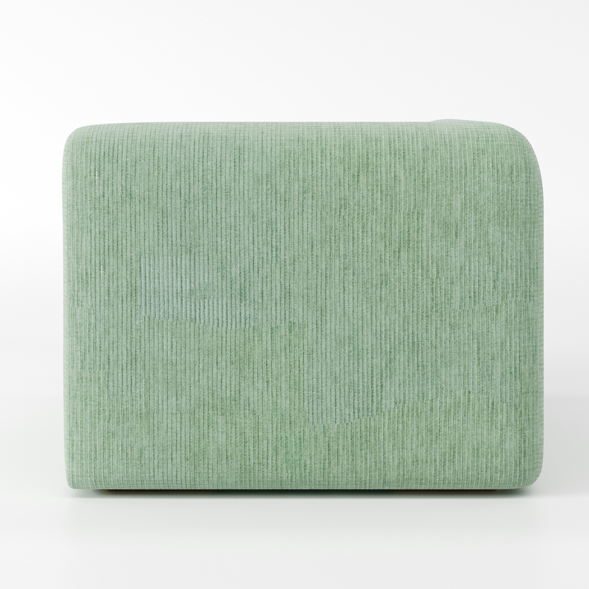 Drumquin modular sofa corner unit in Caldey Velvet Corduroy Eucalyptus shown from the rear highlighting its clean, fully upholstered back.