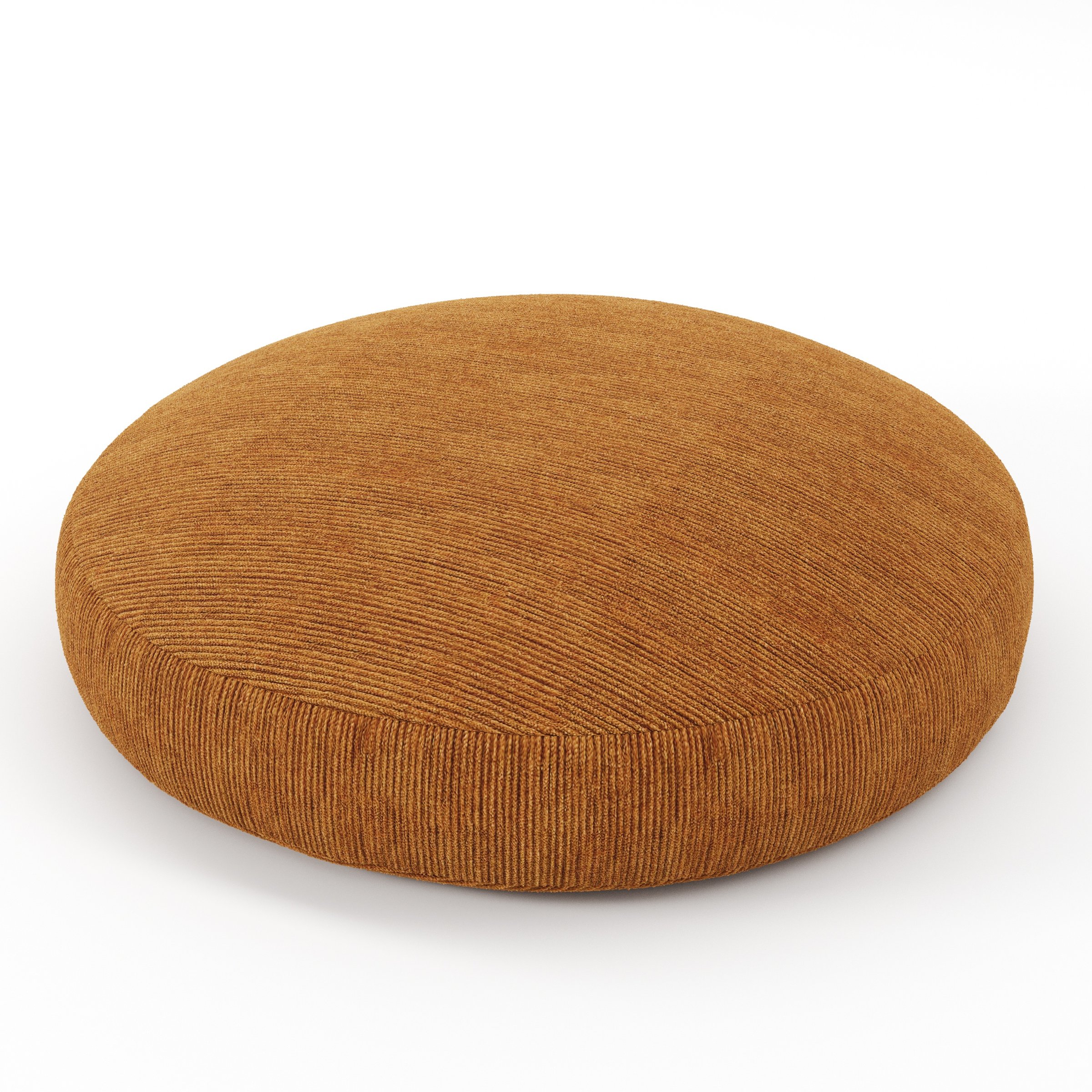 Halo cushion in Caldey Velvet Corduroy Tobacco, round simple cushion in warm tobacco corduroy velvet with soft ridged texture, size 60cm x 8.75cm