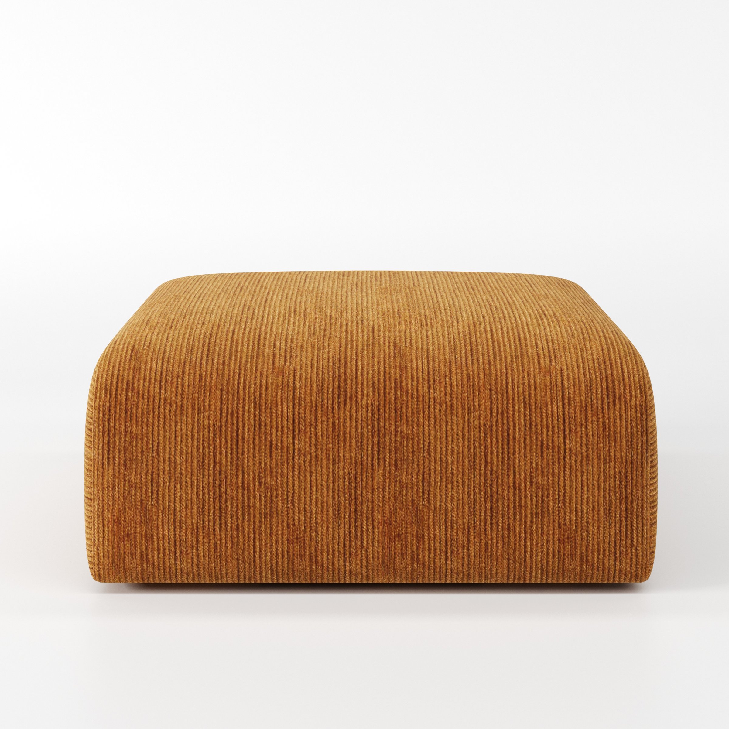Drumquin footstool in Caldey Velvet Corduroy Tobacco shown front-on against a neutral studio backdrop.
