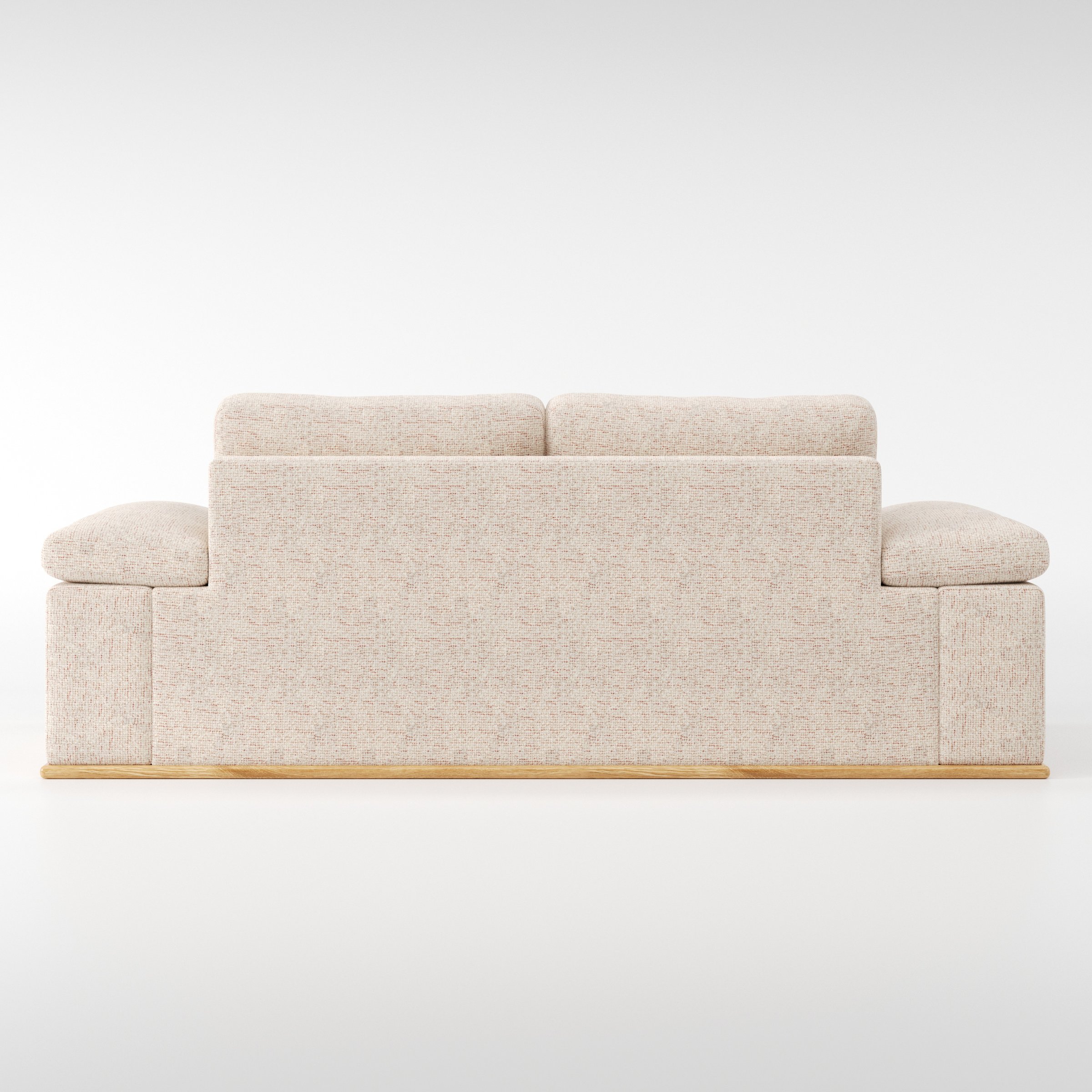 Cusher sofa in Orsay Boucle Cream and Copper shown from the rear highlighting back cushions and upholstery finish.