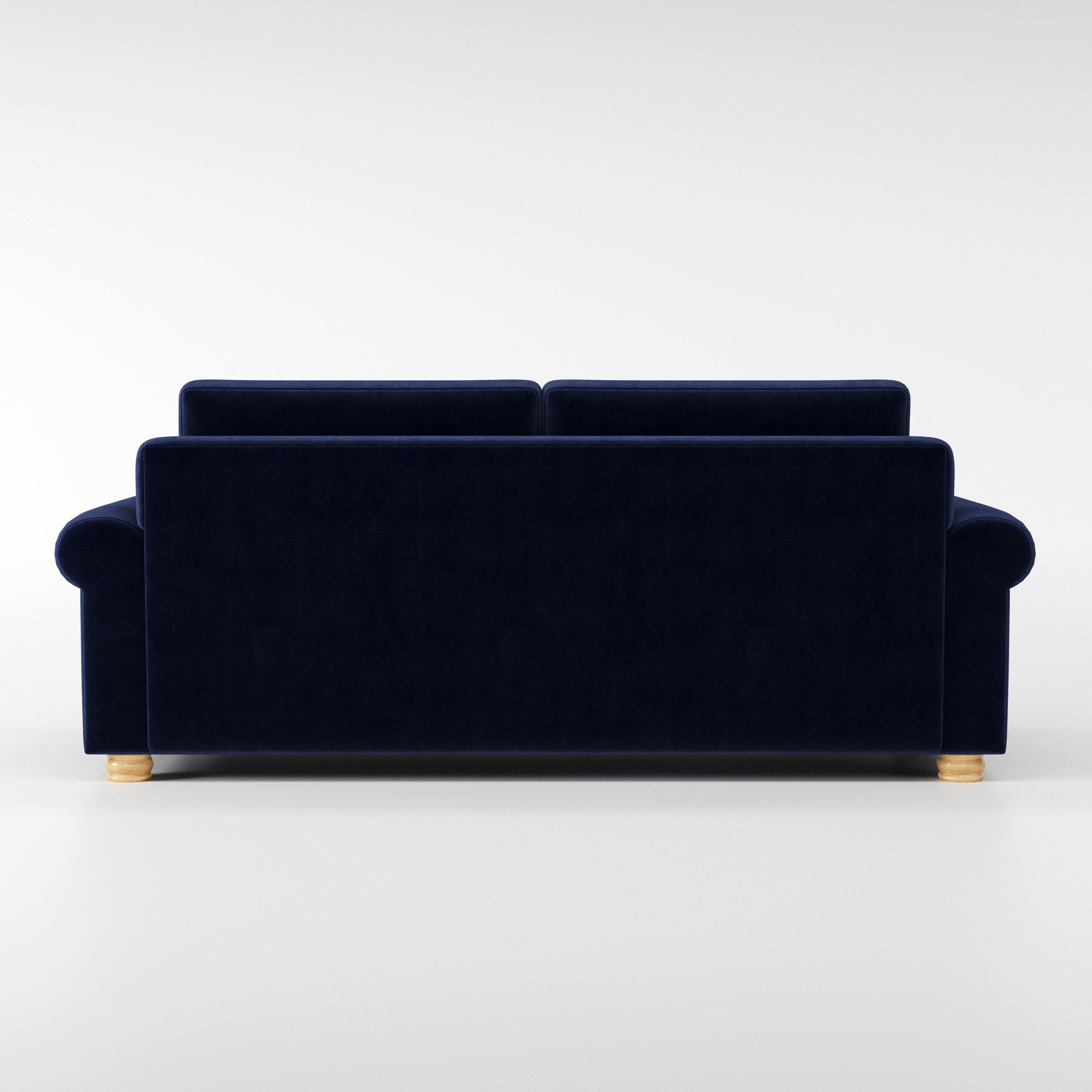 Anna Lee sofa in Noss Velvet Navy shown from the rear highlighting back cushions and upholstery finish.