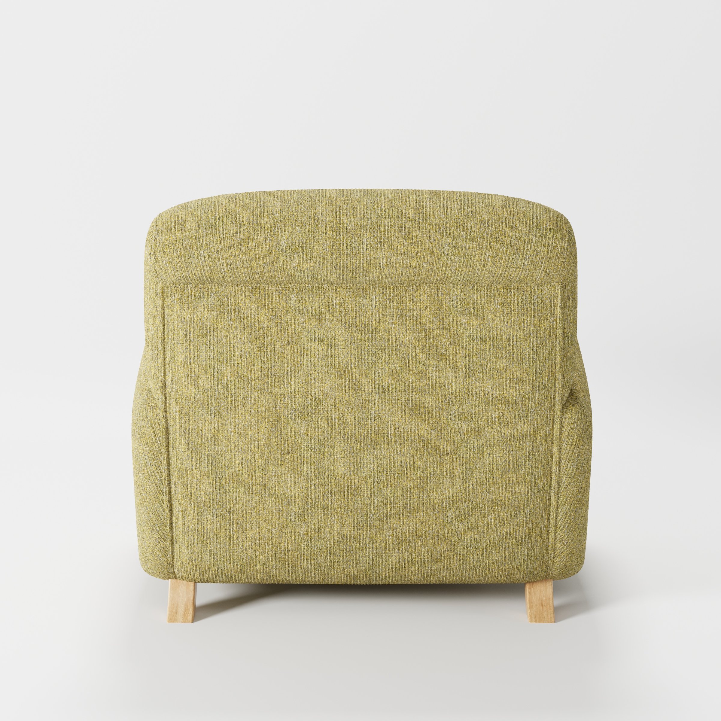 Rye armchair in Heyling Tweed Sencha shown from the rear highlighting backrest shape and upholstery finish.