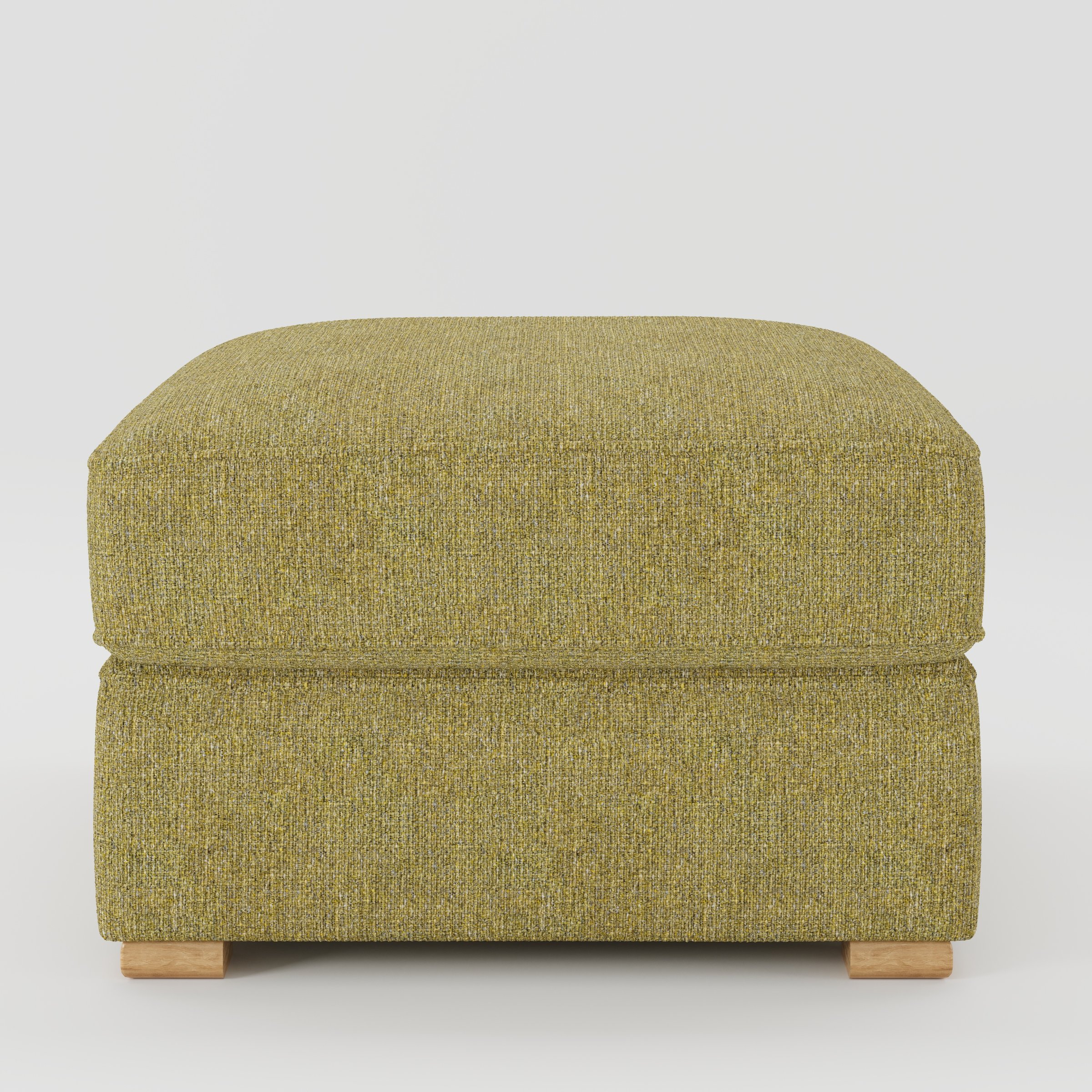 Cashel footstool in Heyling Tweed Sencha shown front-on against a neutral studio backdrop.