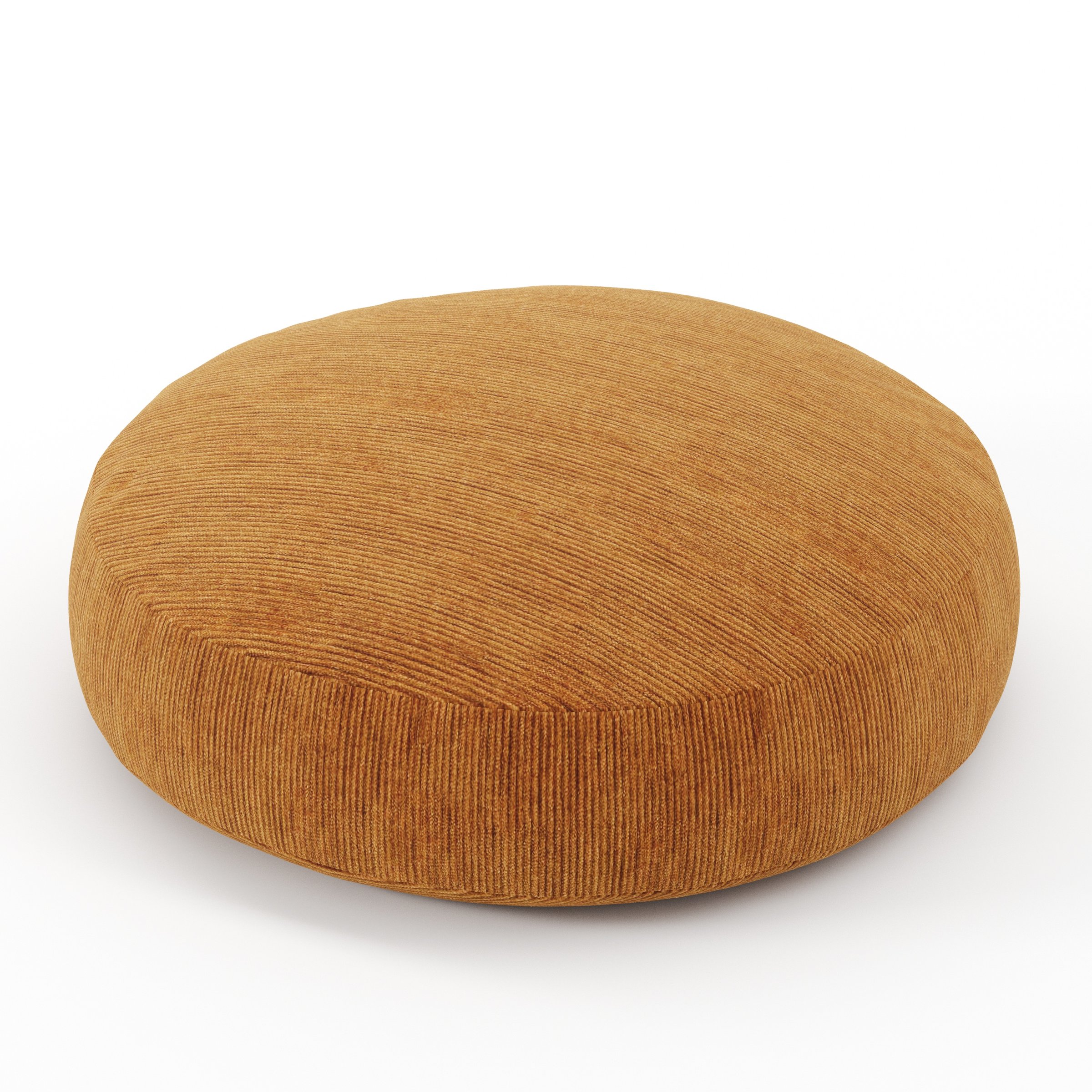 Halo cushion in Caldey Velvet Corduroy Tobacco, round simple cushion in warm tobacco corduroy velvet with soft ridged texture, size 50cm x 8.75cm