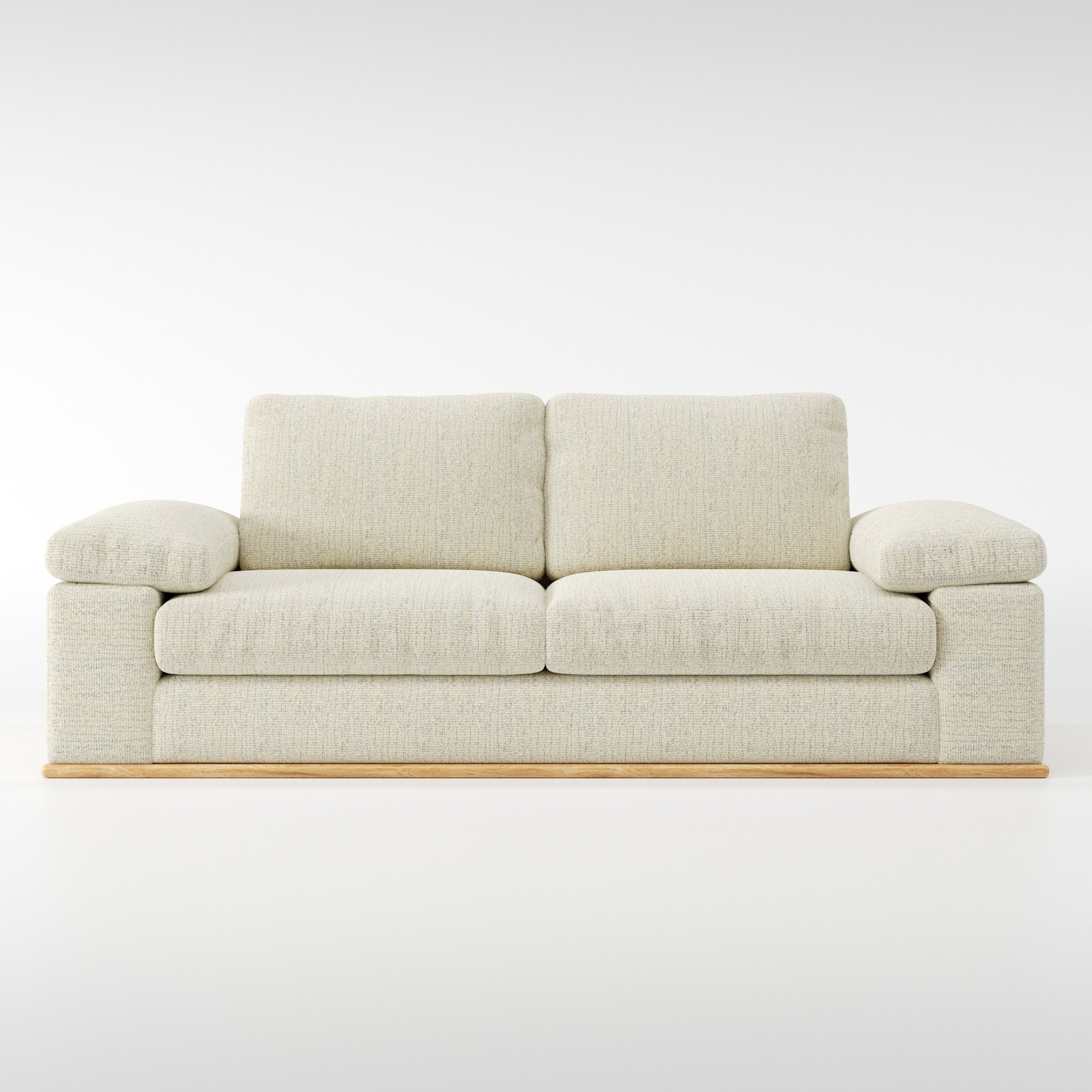 Cusher sofa in Orsay Boucle Cream and Marine shown front-on against a neutral studio backdrop.