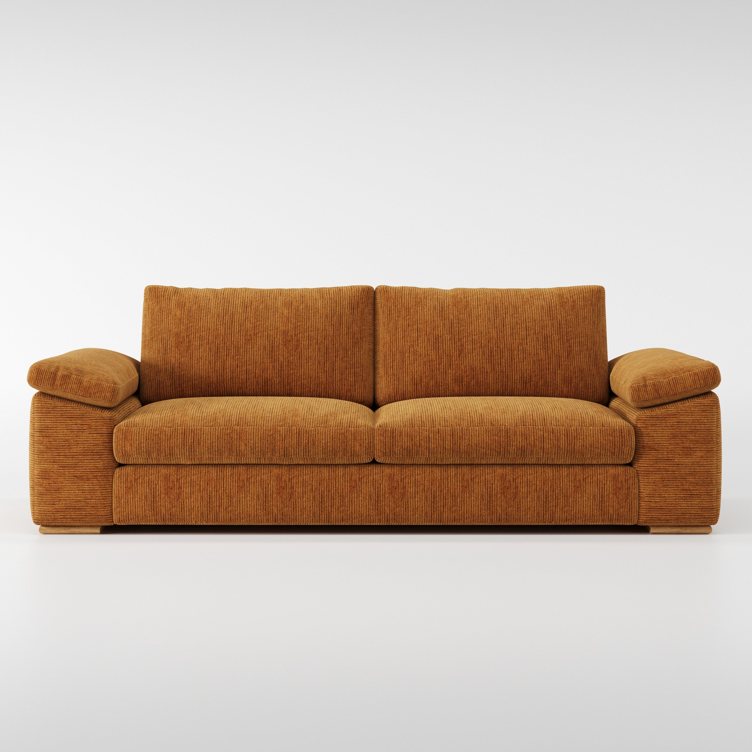 Moy sofa in Caldey Velvet Corduroy Tobacco shown front-on against a neutral studio backdrop.