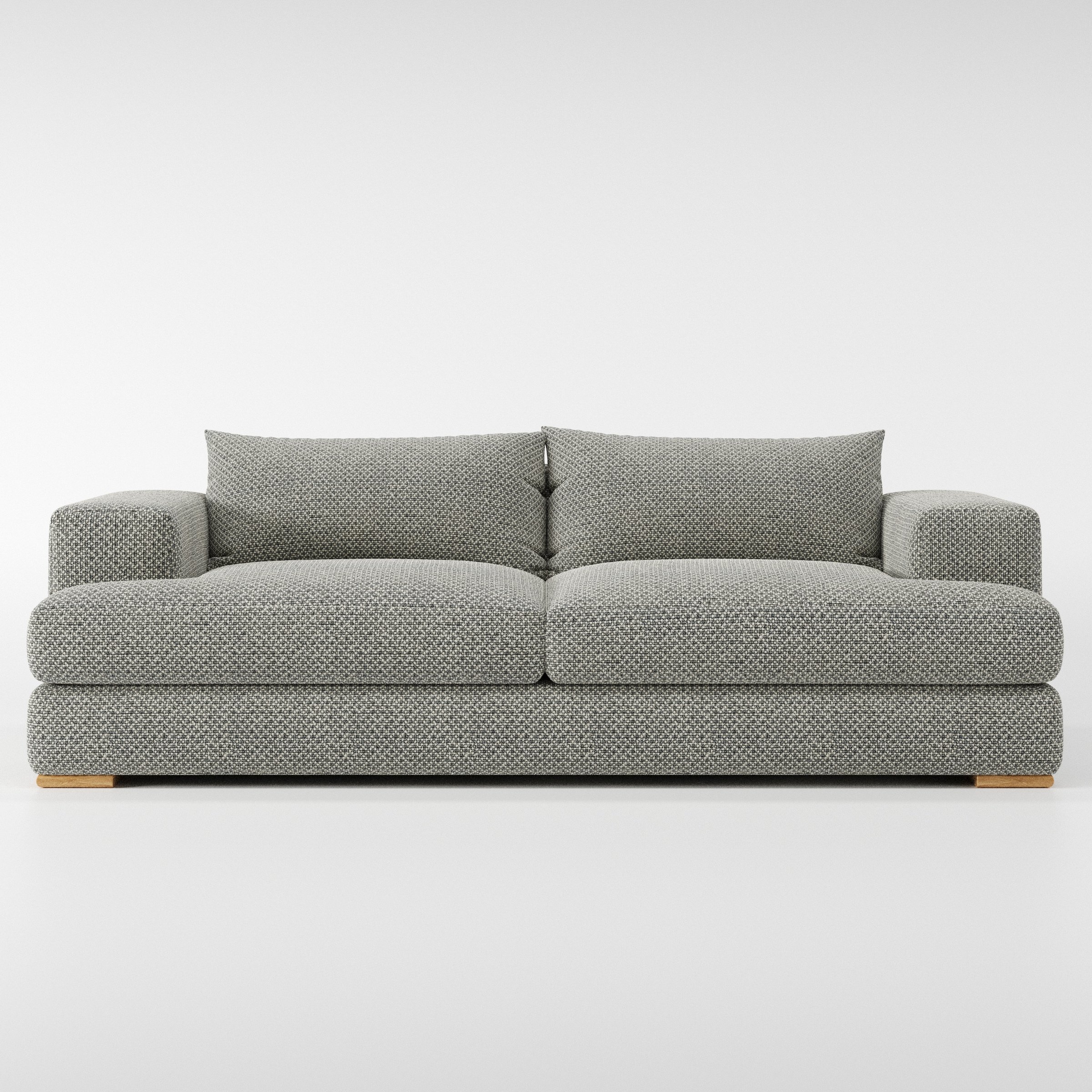 Fane sofa in Rousay Wool Blend Tar and Chalk shown front-on against a neutral studio backdrop.