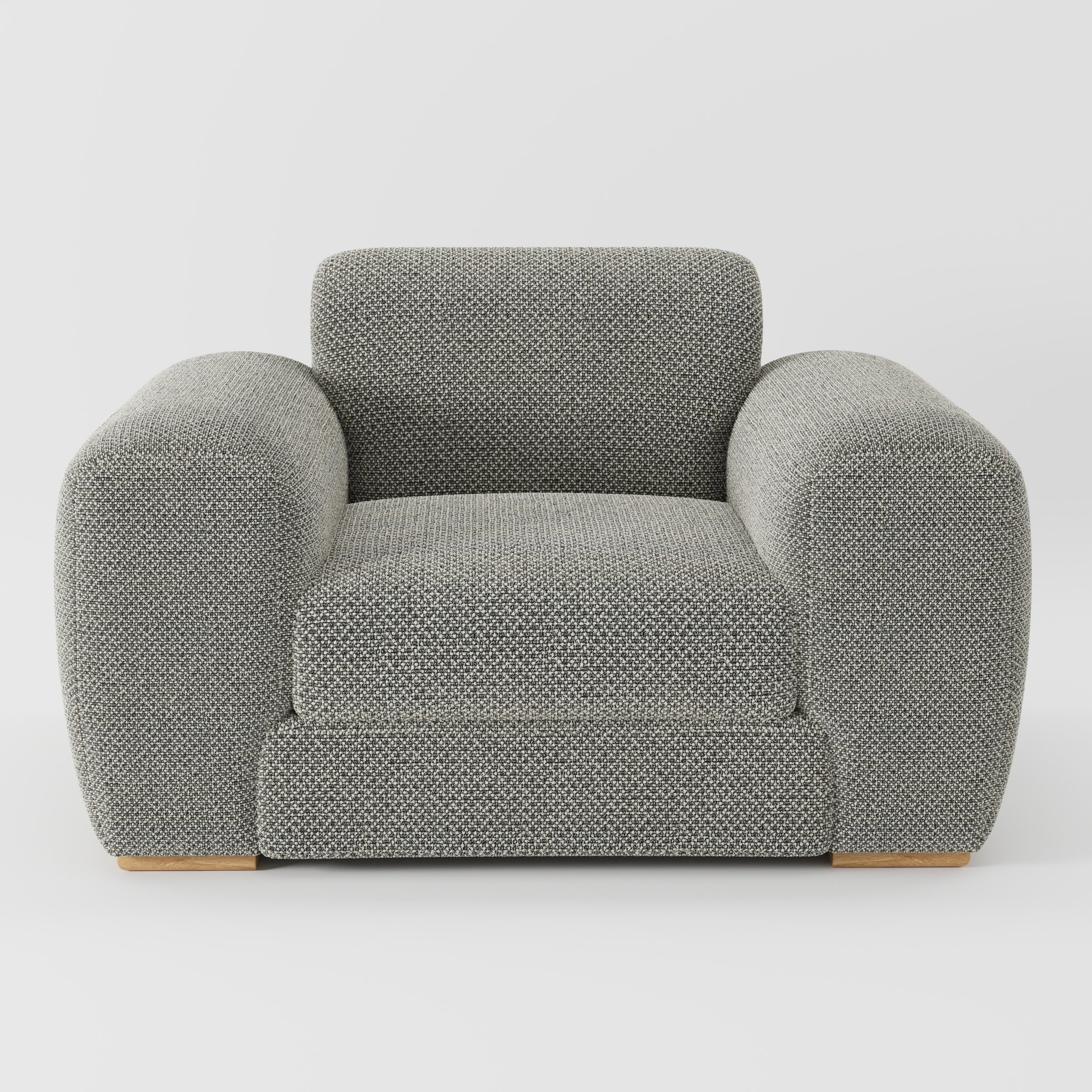 Darwell armchair in Rousay Wool Blend Tar and Chalk shown front-on against a neutral studio backdrop.