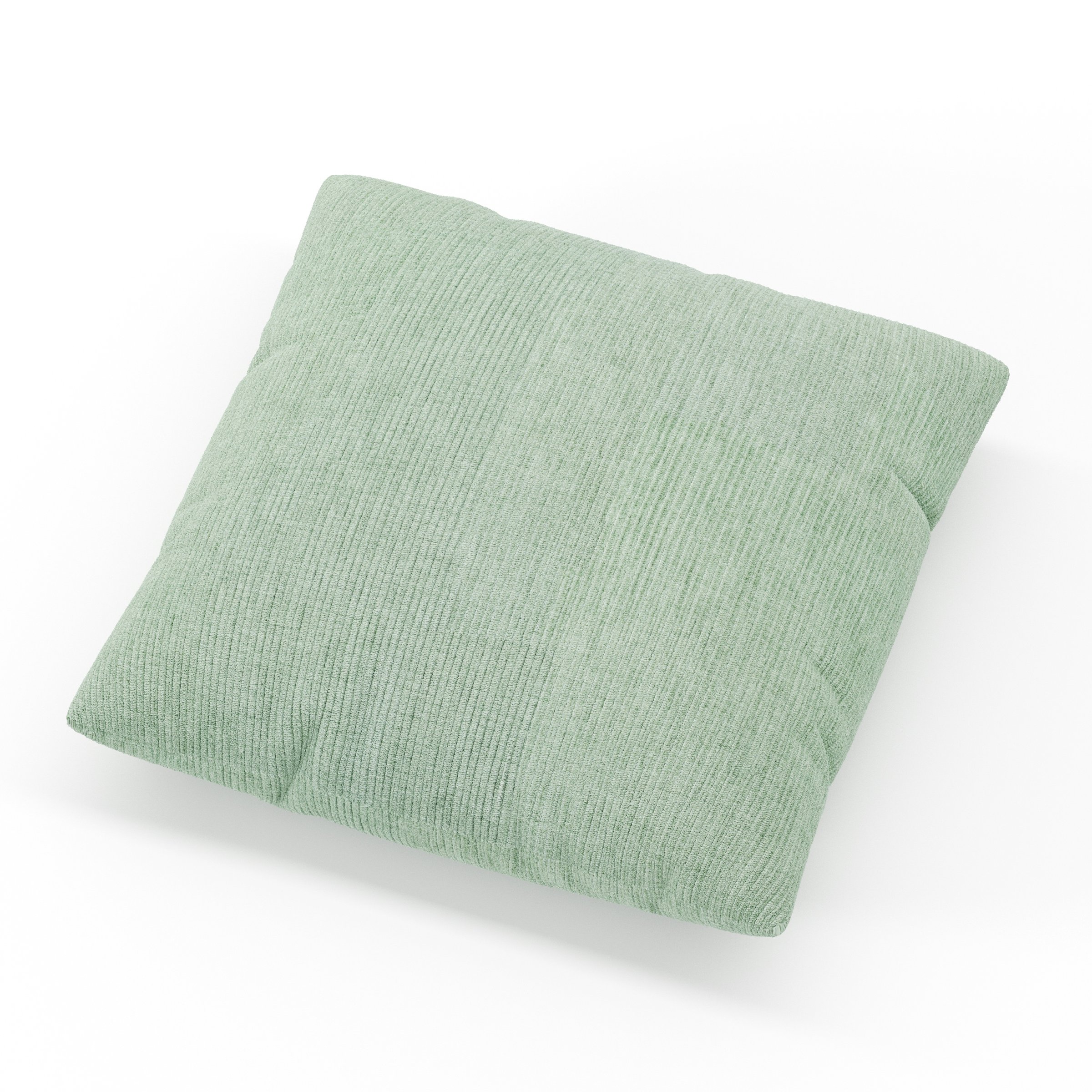 Block cushion in Caldey Velvet Corduroy Eucalyptus, square simple cushion in soft green corduroy velvet with clean edges and soft structure, size 40cm x 40cm