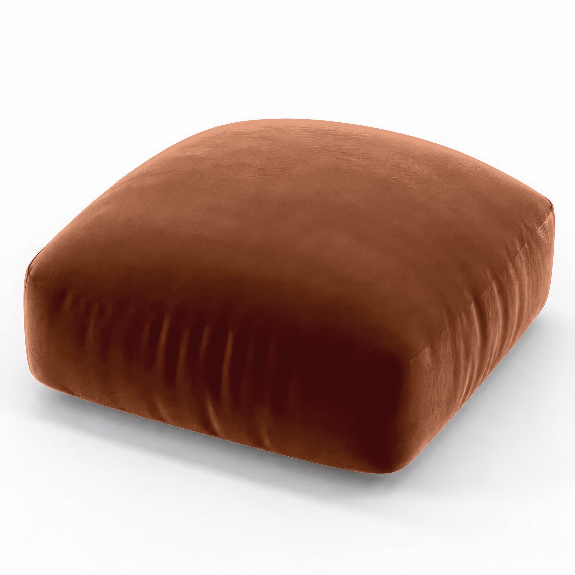 Seat cushion comfort sample upholstered in Plush EasyClean Velvet in Apricot, size 50cm x 50cm.