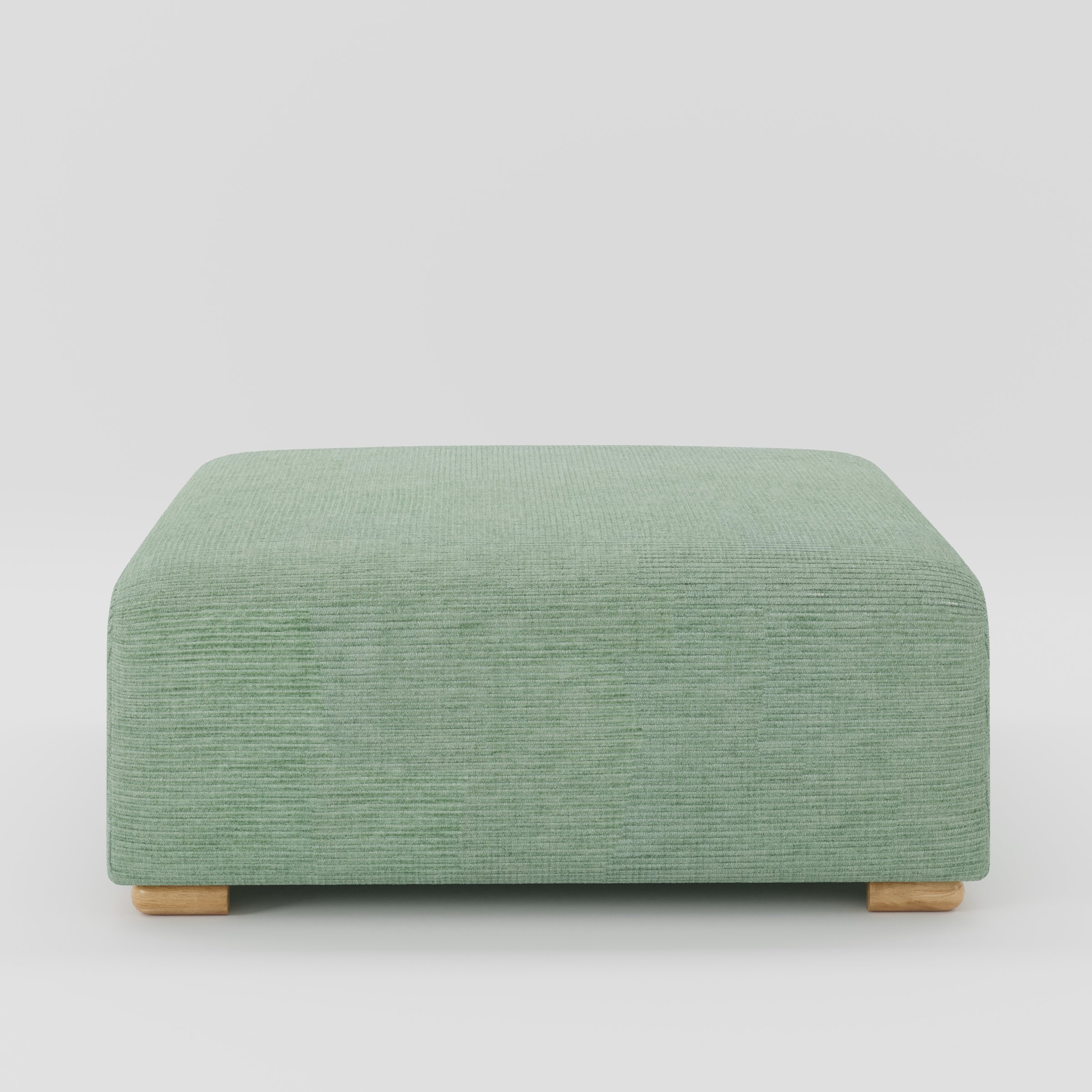 Tay footstool in Caldey Velvet Corduroy Eucalyptus shown front-on against a neutral studio backdrop.