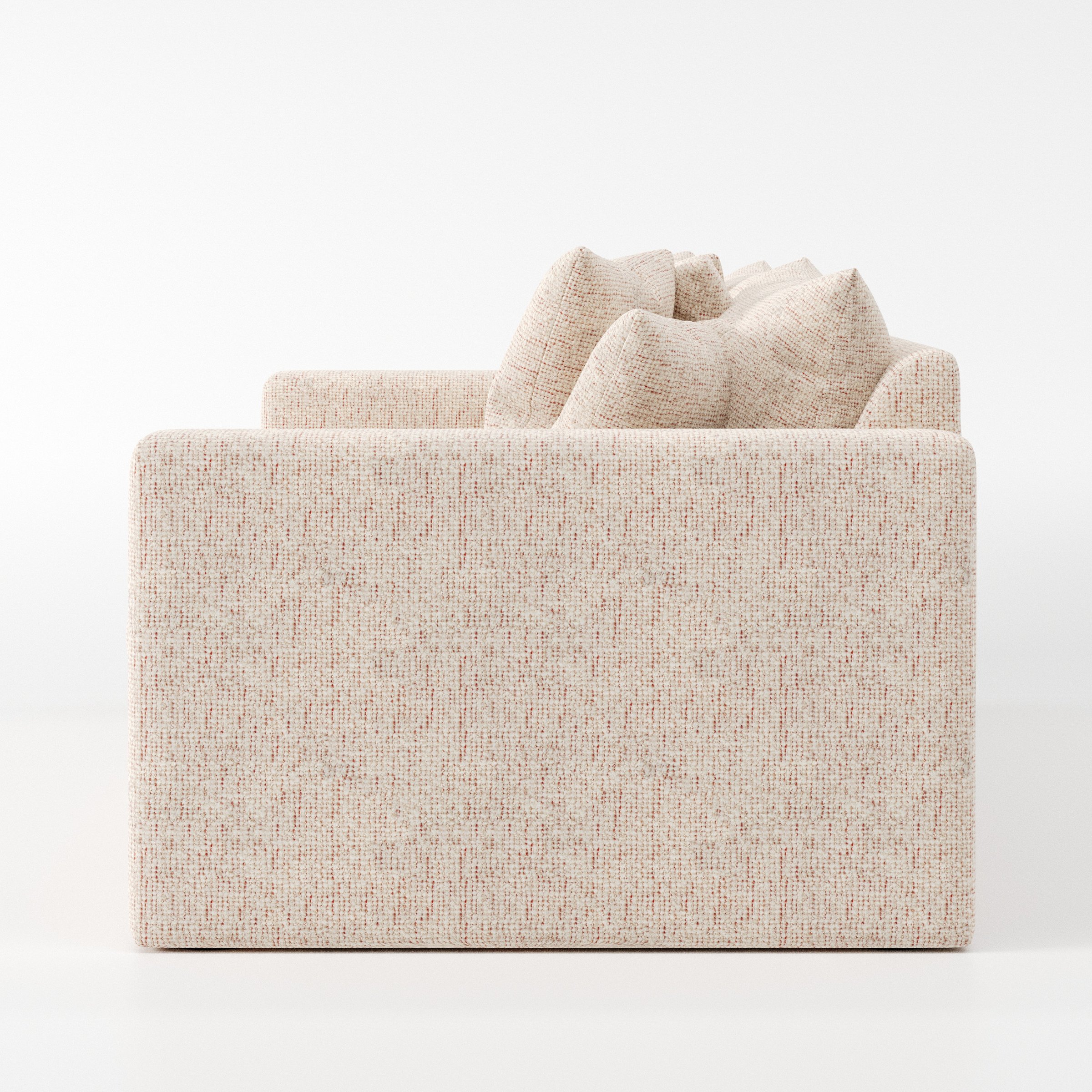 Coniston sofa in Orsay Boucle Cream and Copper shown in side profile displaying proportions and overall silhouette.