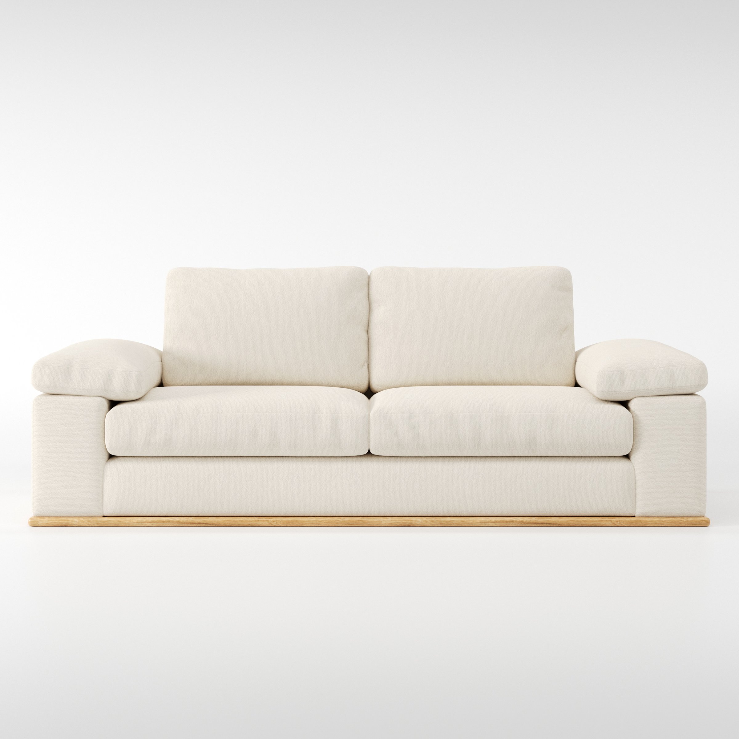 Cusher sofa in Kilda Boucle Cream shown front-on against a neutral studio backdrop.