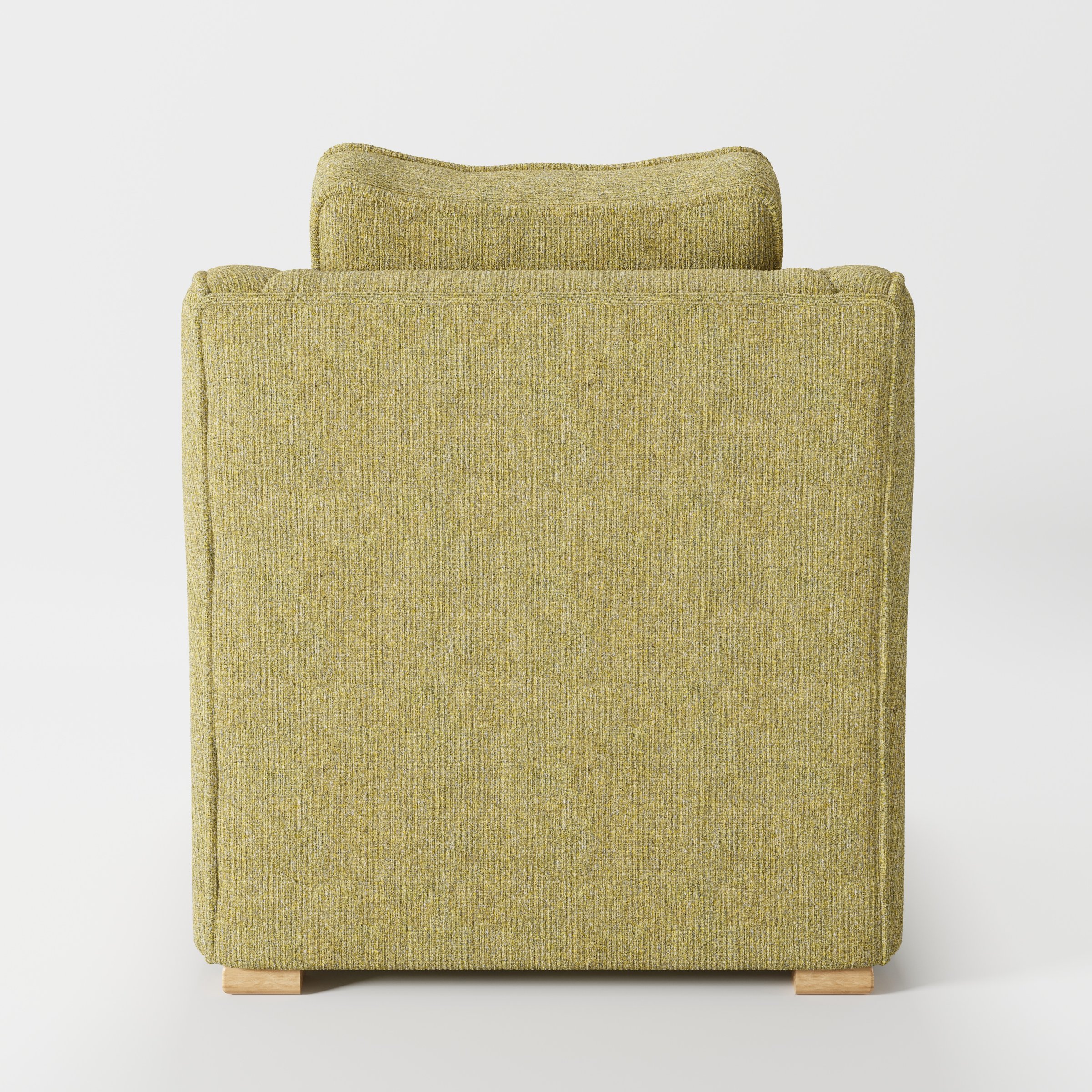 Cashel armchair in Heyling Tweed Sencha shown from the rear highlighting backrest shape and upholstery finish.