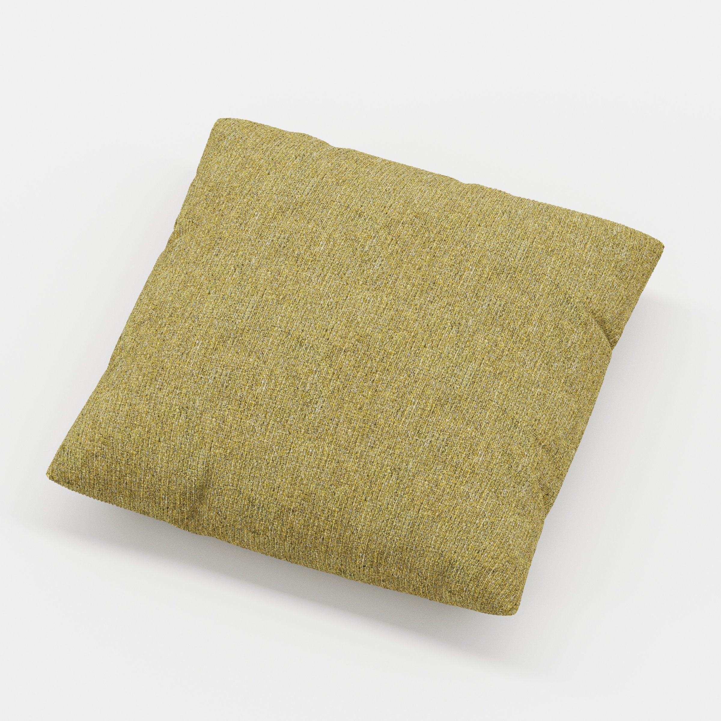 Block cushion in Heyling Tweed Sencha, square simple cushion in green-toned tweed fabric with clean edges and soft structure, size 40cm x 40cm