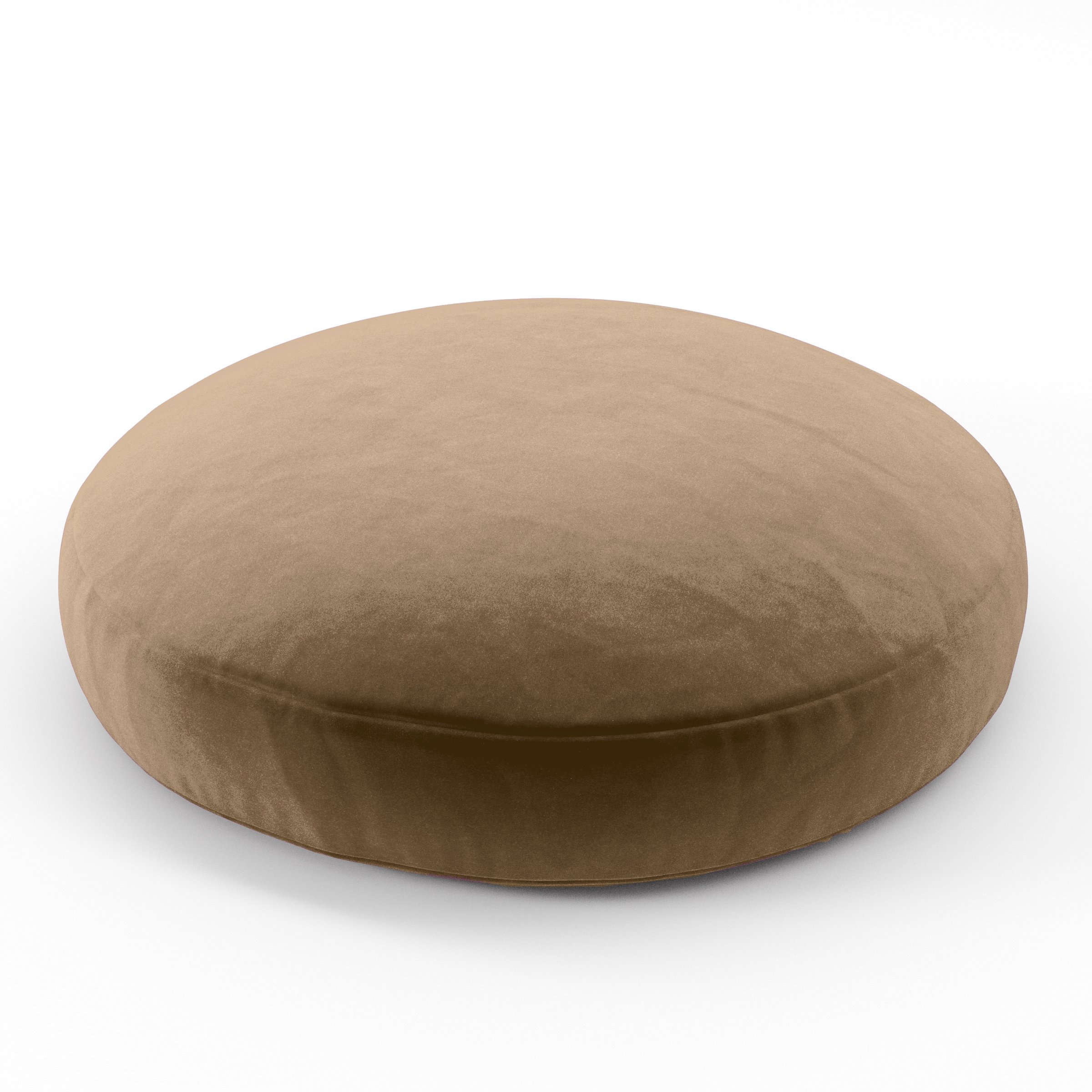 Halo Cushion round cushion upholstered in Plush EasyClean Velvet in Caribou, size 60cm x 8.75cm.