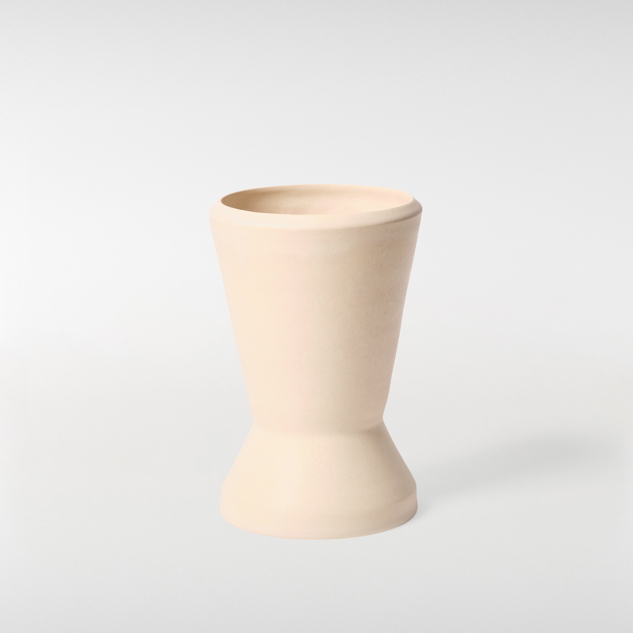 Chamfer Vase 2 in matte cream finish, tapered ceramic vase with minimal sculpted base